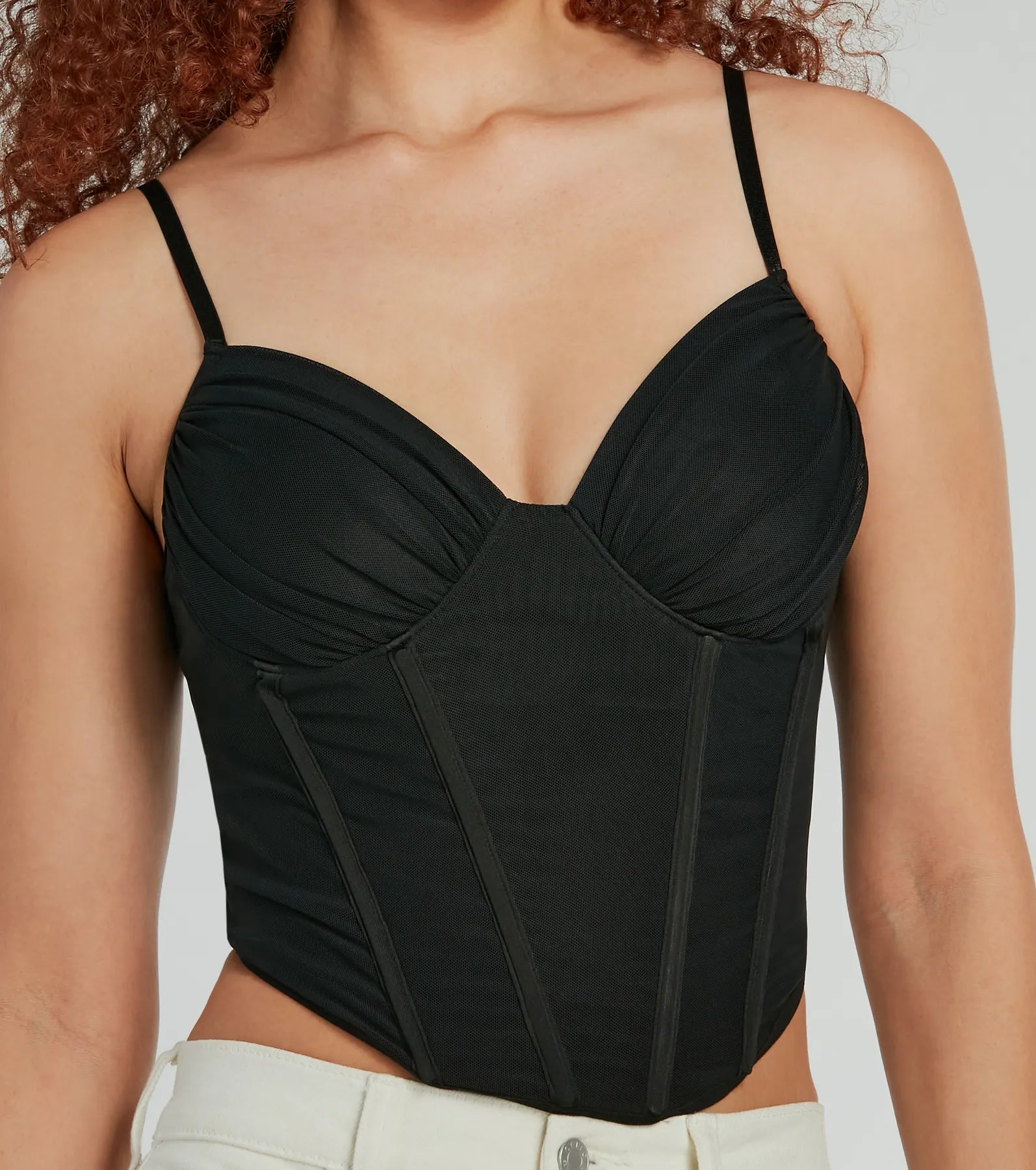 Ultimate Sultry Mesh Cropped Bustier Top