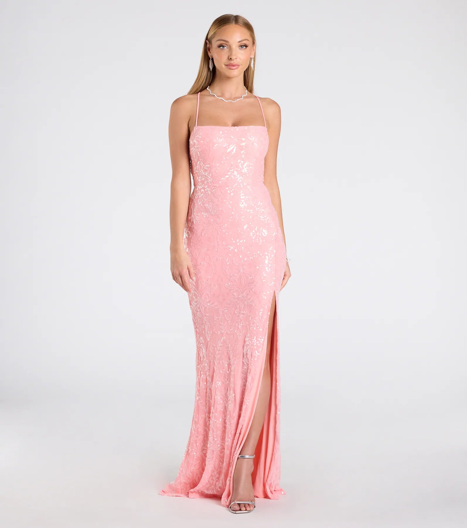 Mariah Ultimate Lace-Up Sequin Mermaid Dress