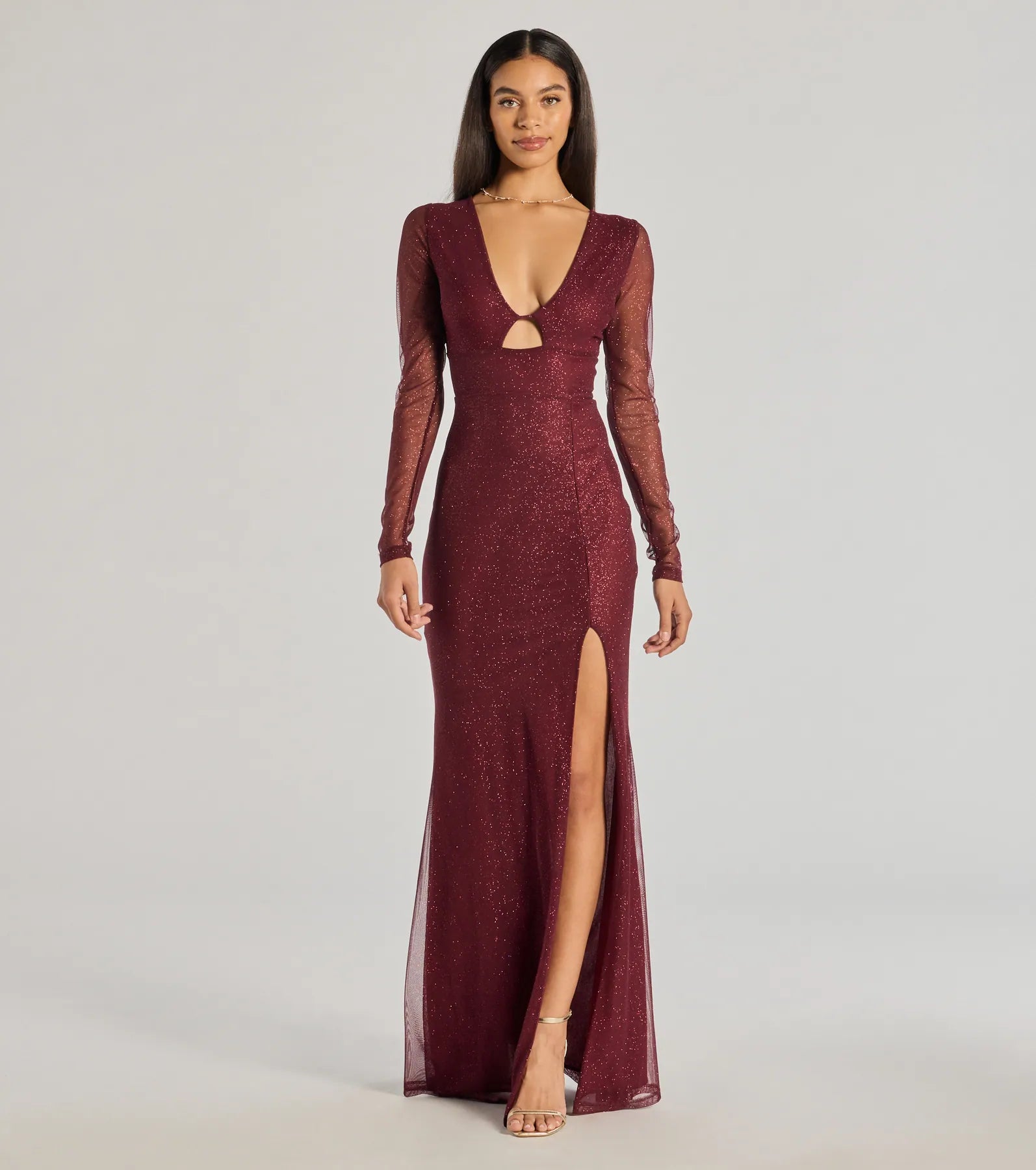 Premium Alanna Glitter Mesh Mermaid Gown