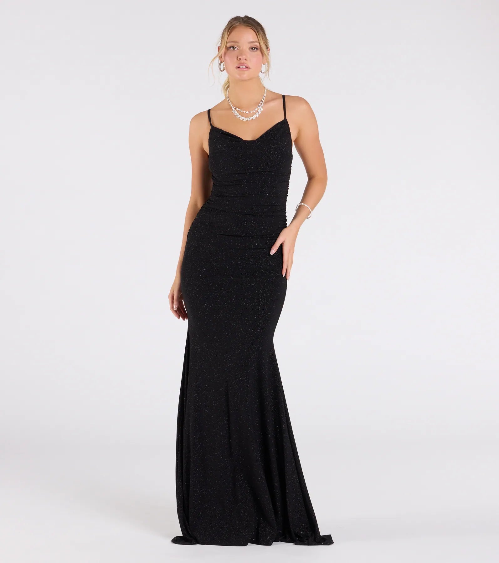 Ultimate Glamour: Corrina Cowl Neck Mermaid Glitter Dress