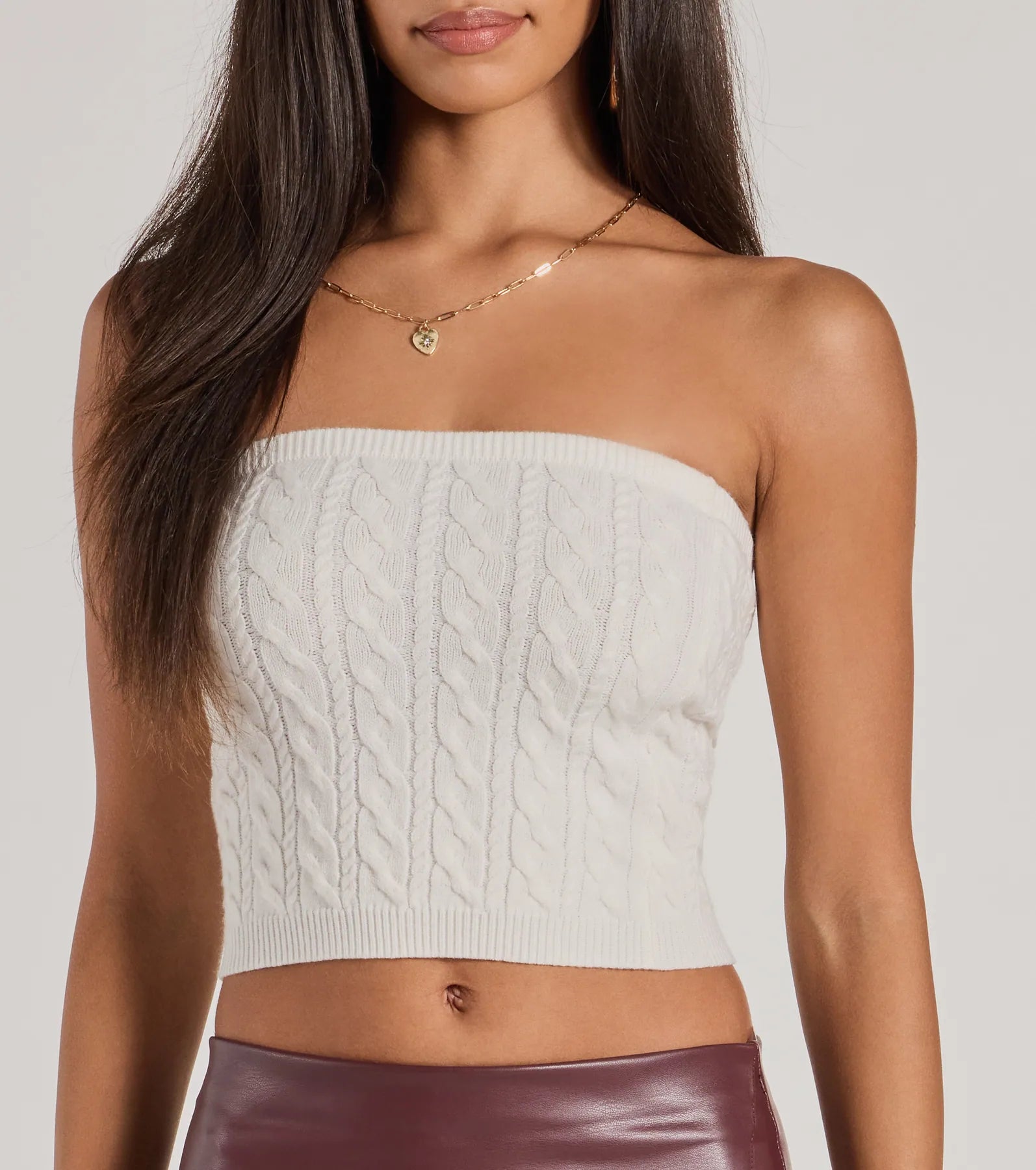 Ultimate Cozy Glam Cable Knit Tube Top