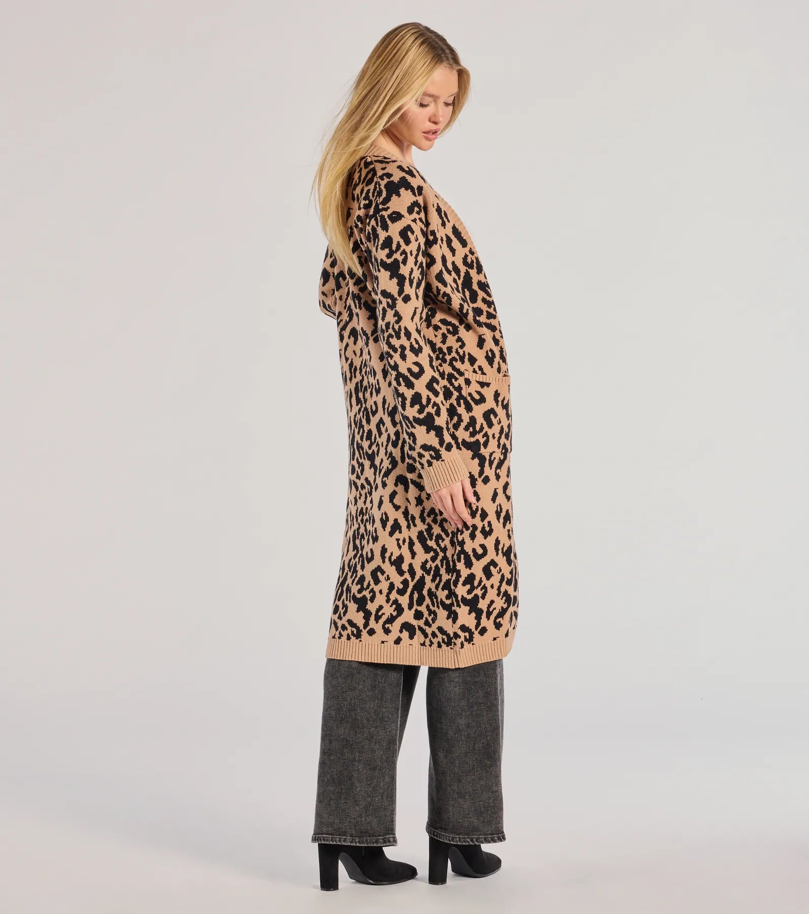 Ultimate Fierce Vibes Leopard Print Knit Duster Coat