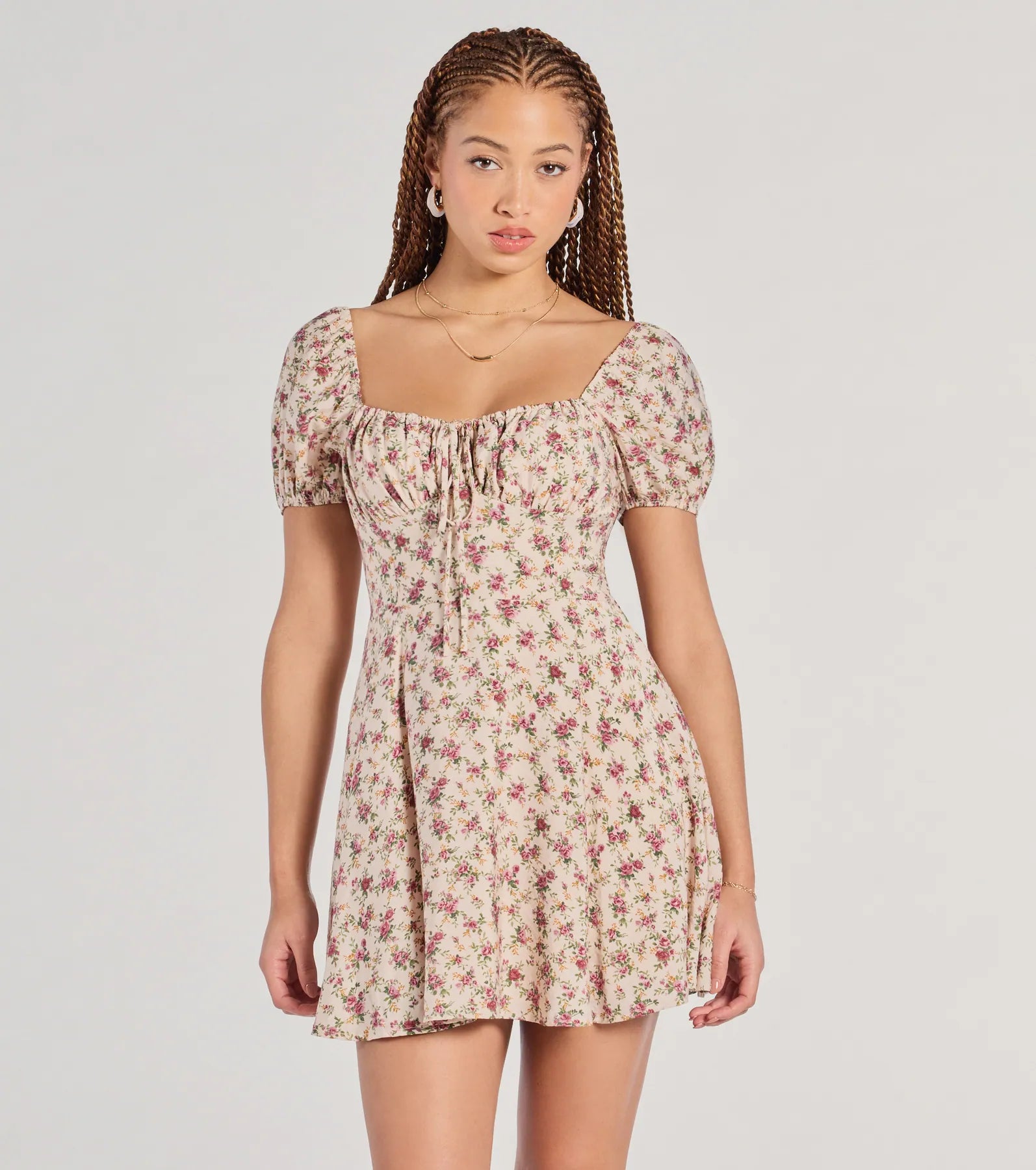 Ultimate Floral Puff Sleeve Skater Dress - Darling Rose Edition