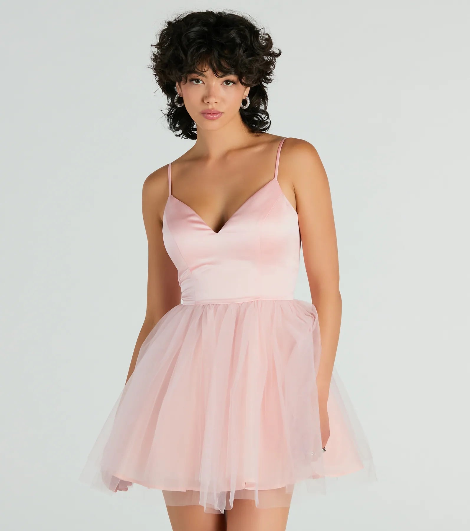 Premium Edith V-Neck Satin Tulle Party Dress - Ultimate Elegance