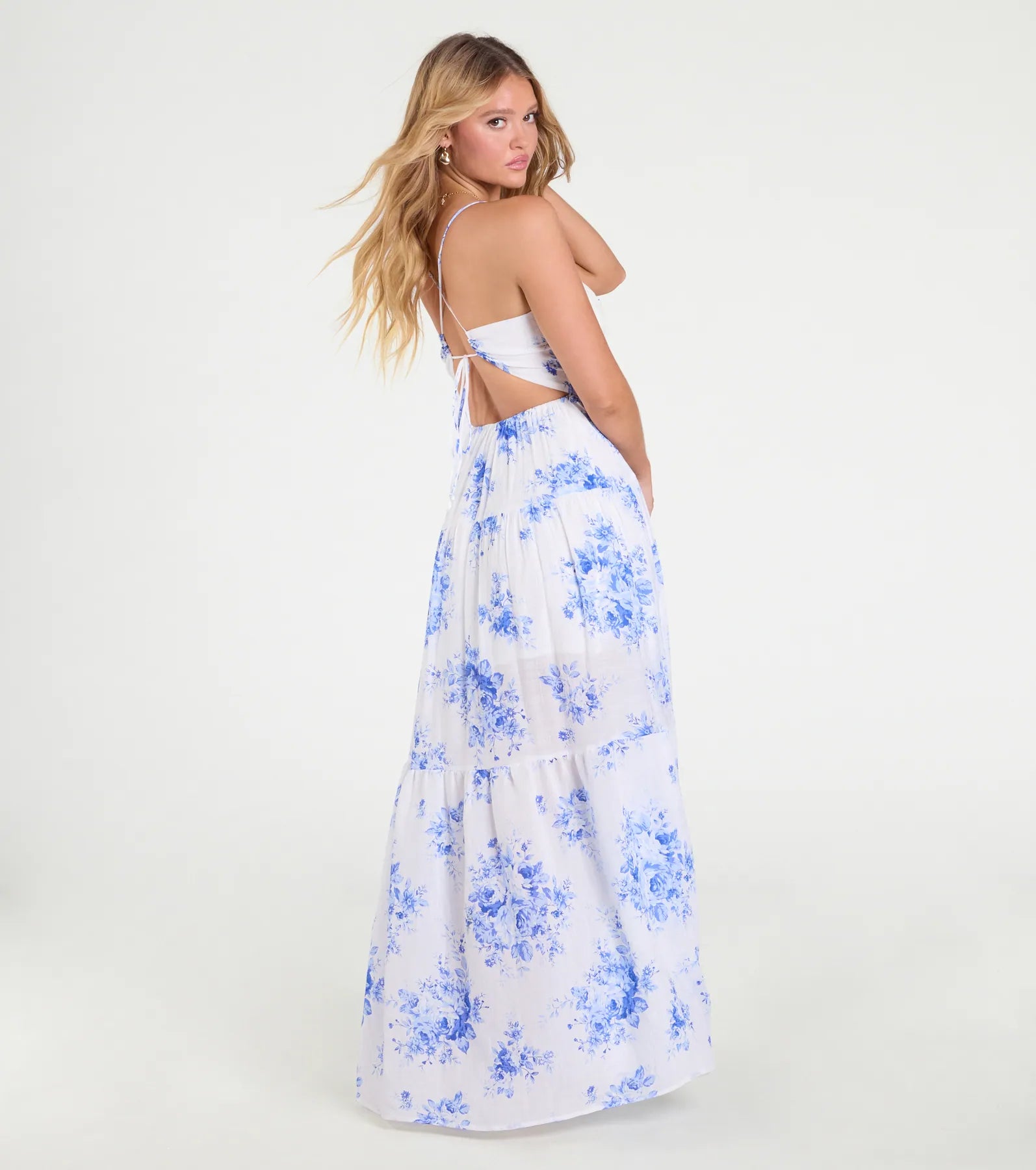 Ultimate Floral Elegance Maxi Dress with Open Tie Back