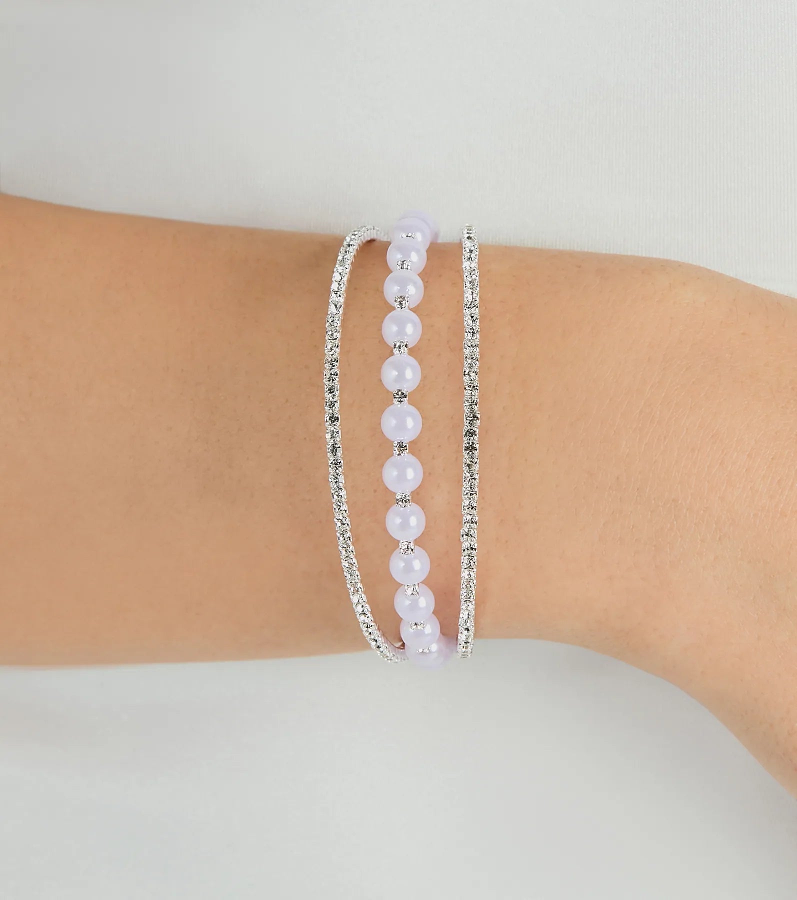 Ultimate Glam Rhinestone & Pearl Cuff Bracelet