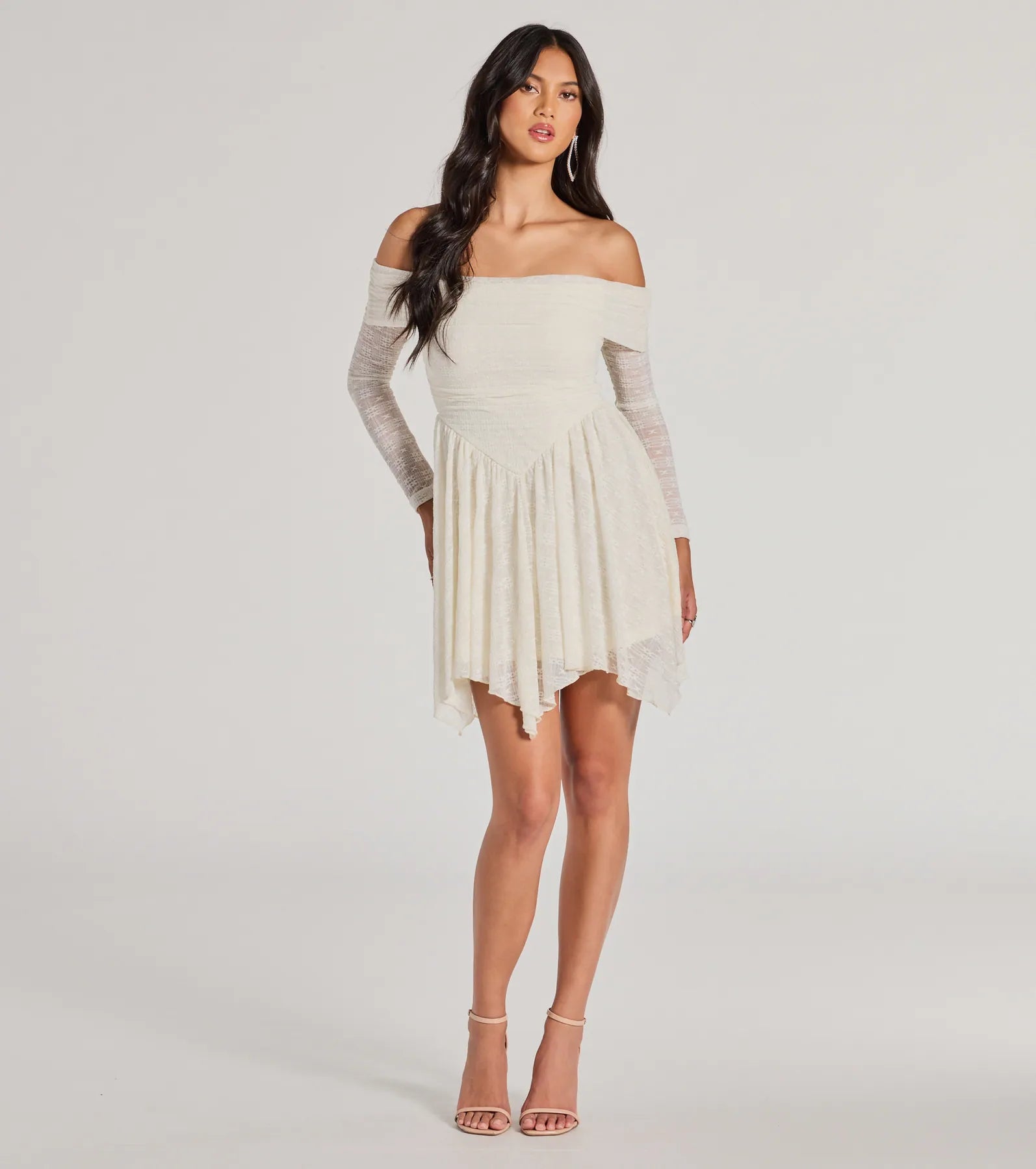 Premium Bohemian Lace Off-The-Shoulder Skater Dress