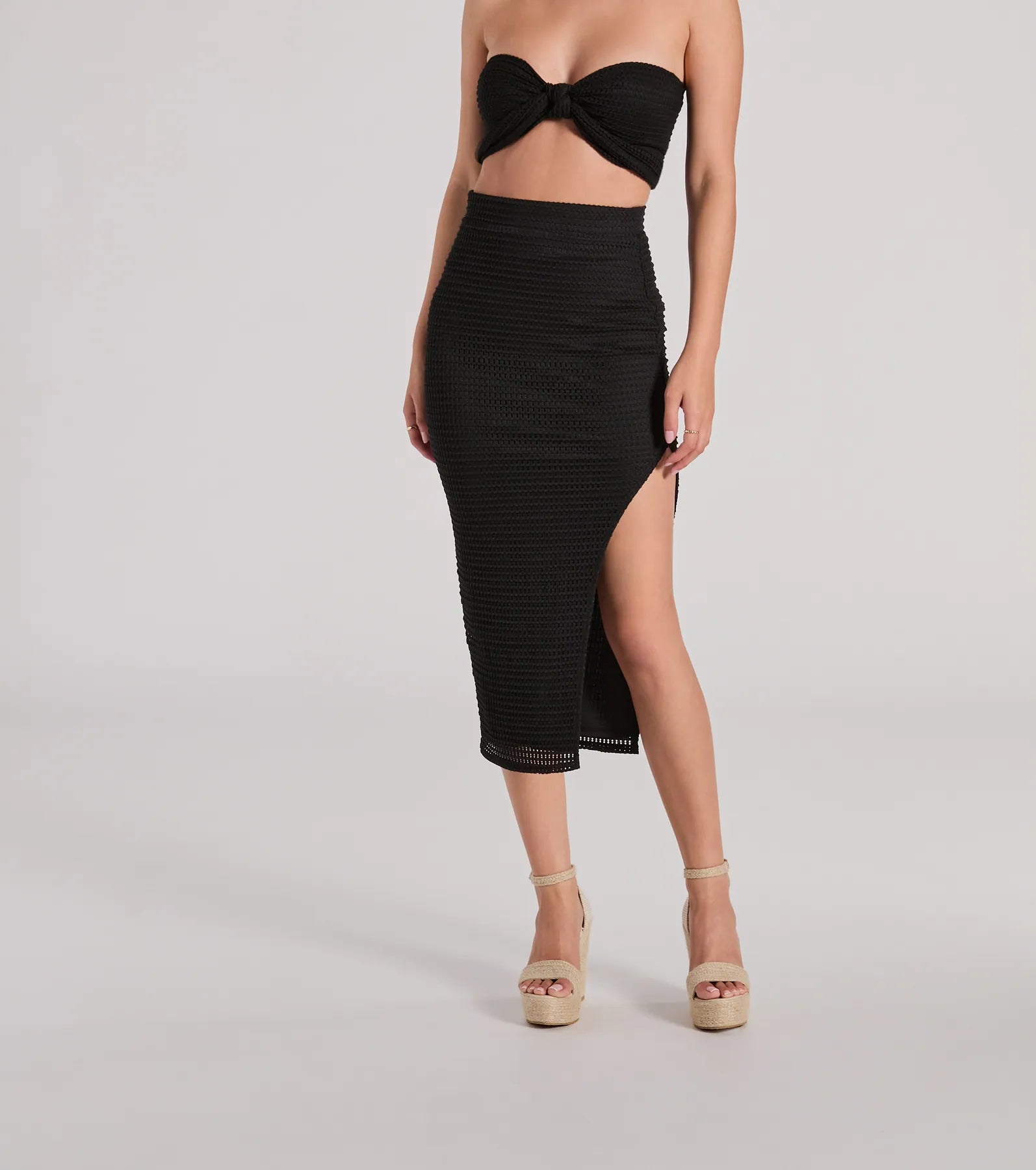 Ultimate Style High Rise Slit Midi Skirt