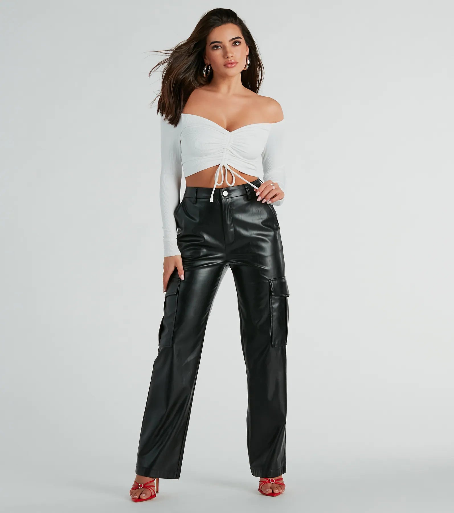 Ultimate Allure Off-The-Shoulder Crop Top - Premium Rib Knit