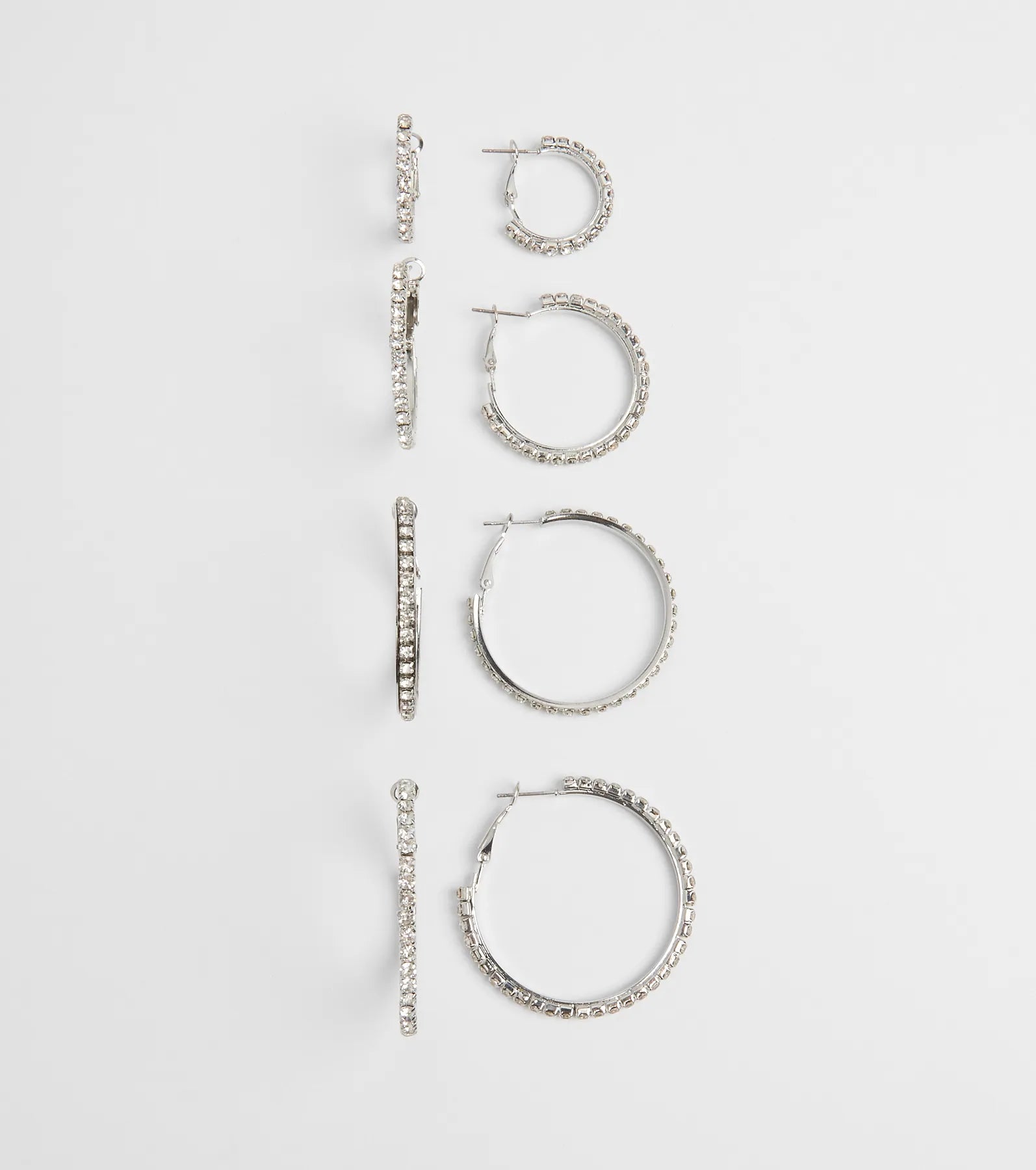 Ultimate Shine Rhinestone Hoop Earrings Trio