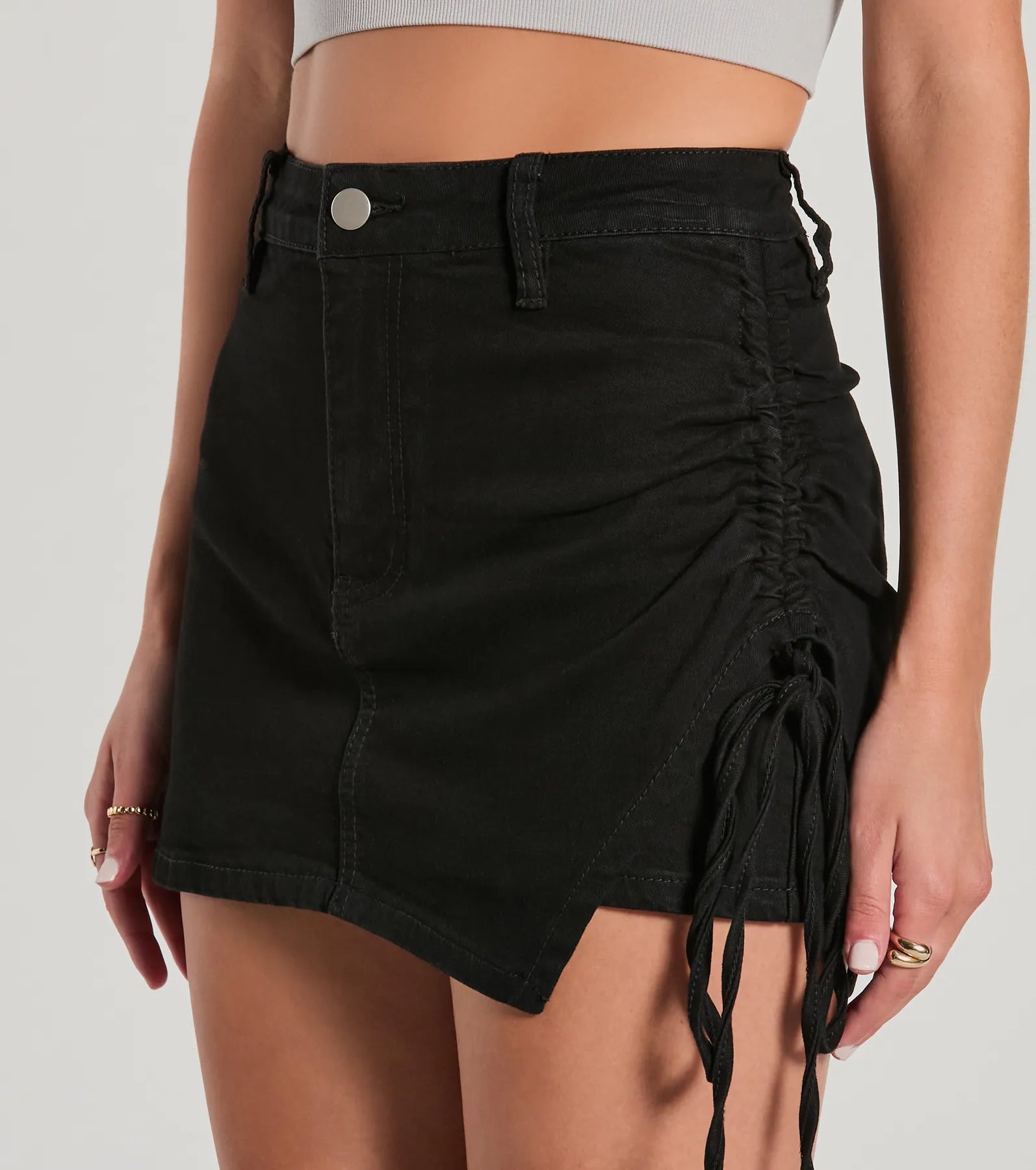 Ultimate High-Rise Ruched Denim Skort - Street Style Essential