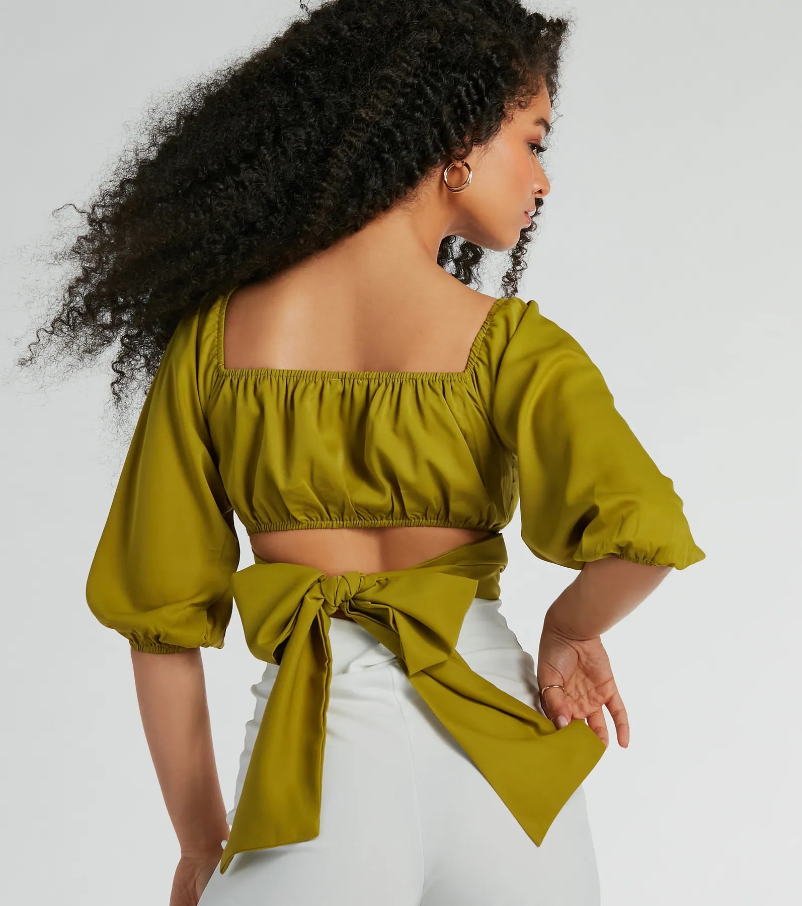 Ultimate Romance Off-The-Shoulder Tie Back Crop Top