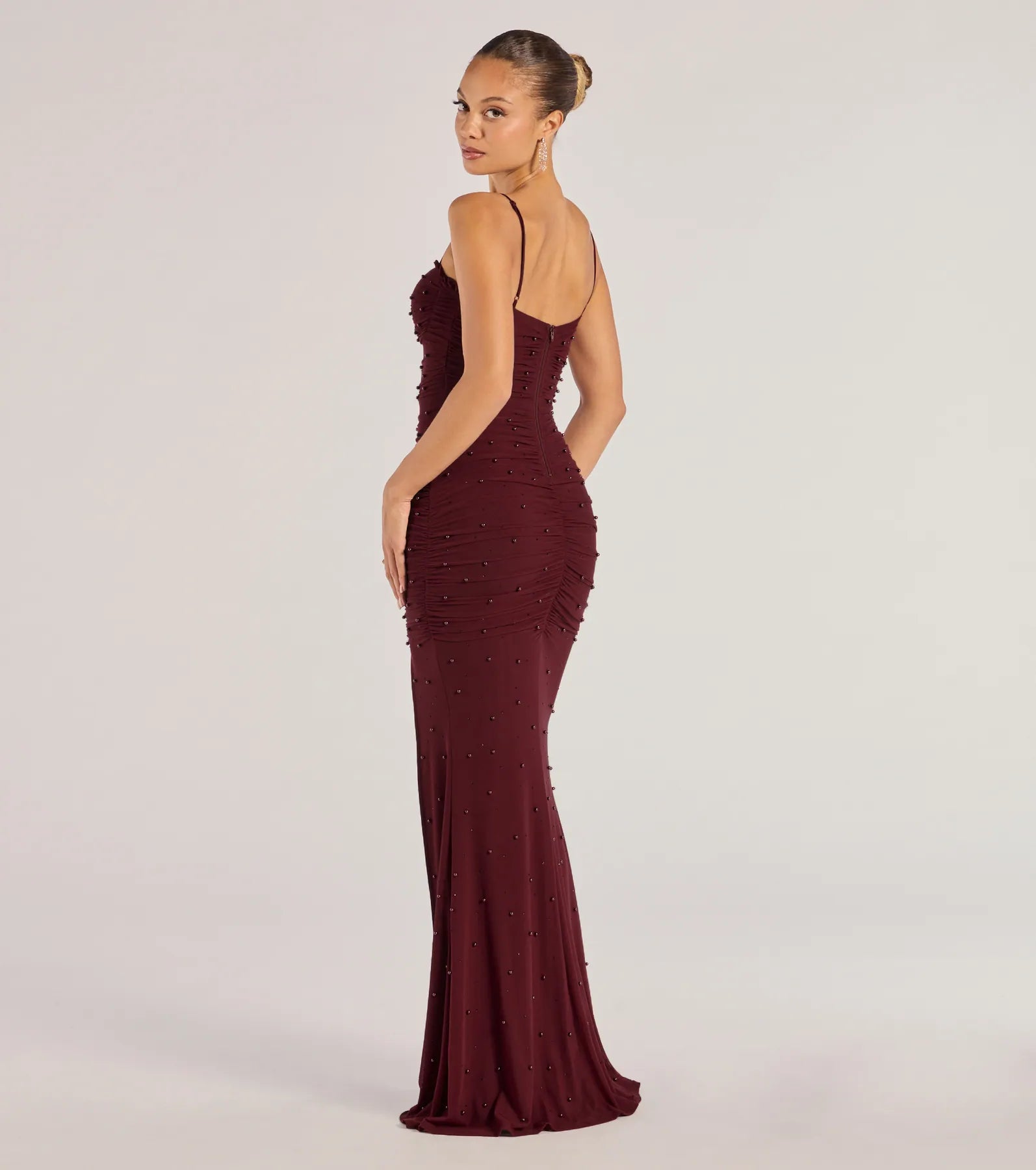 Premium Milena Faux Pearl Embroidered Mermaid Gown