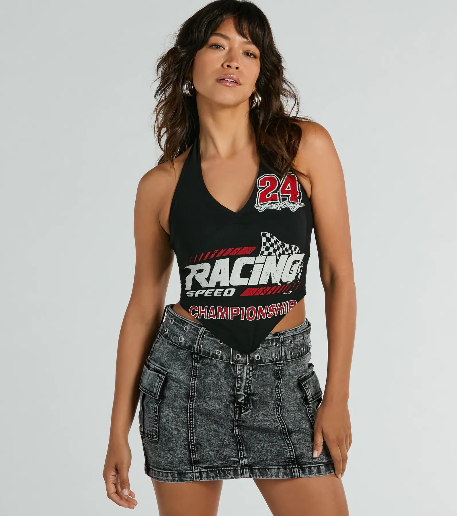 Premium Racing Champion Halter Crop Top