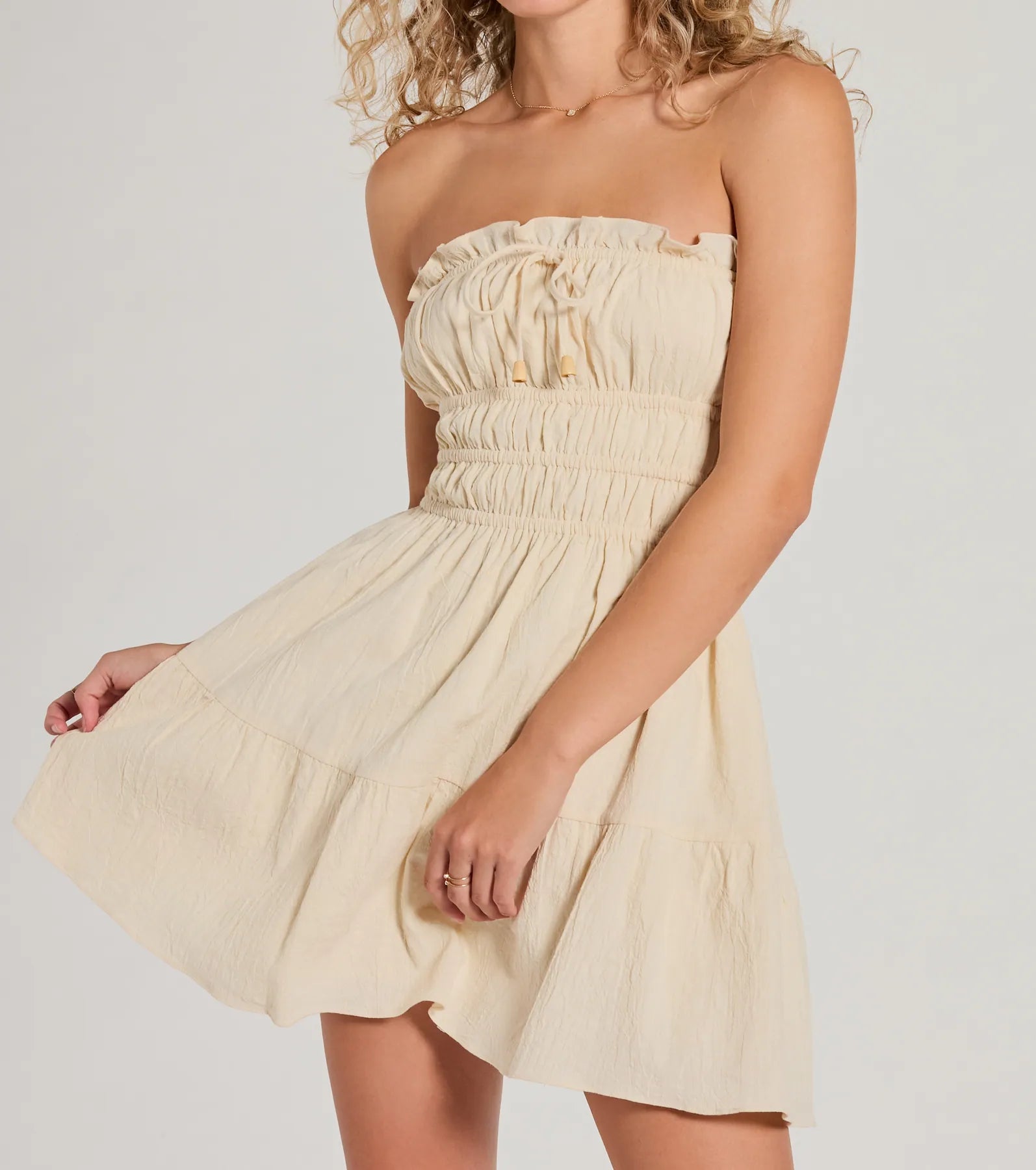 Ultimate Flirty Strapless Skater Dress with Ruffled Hem