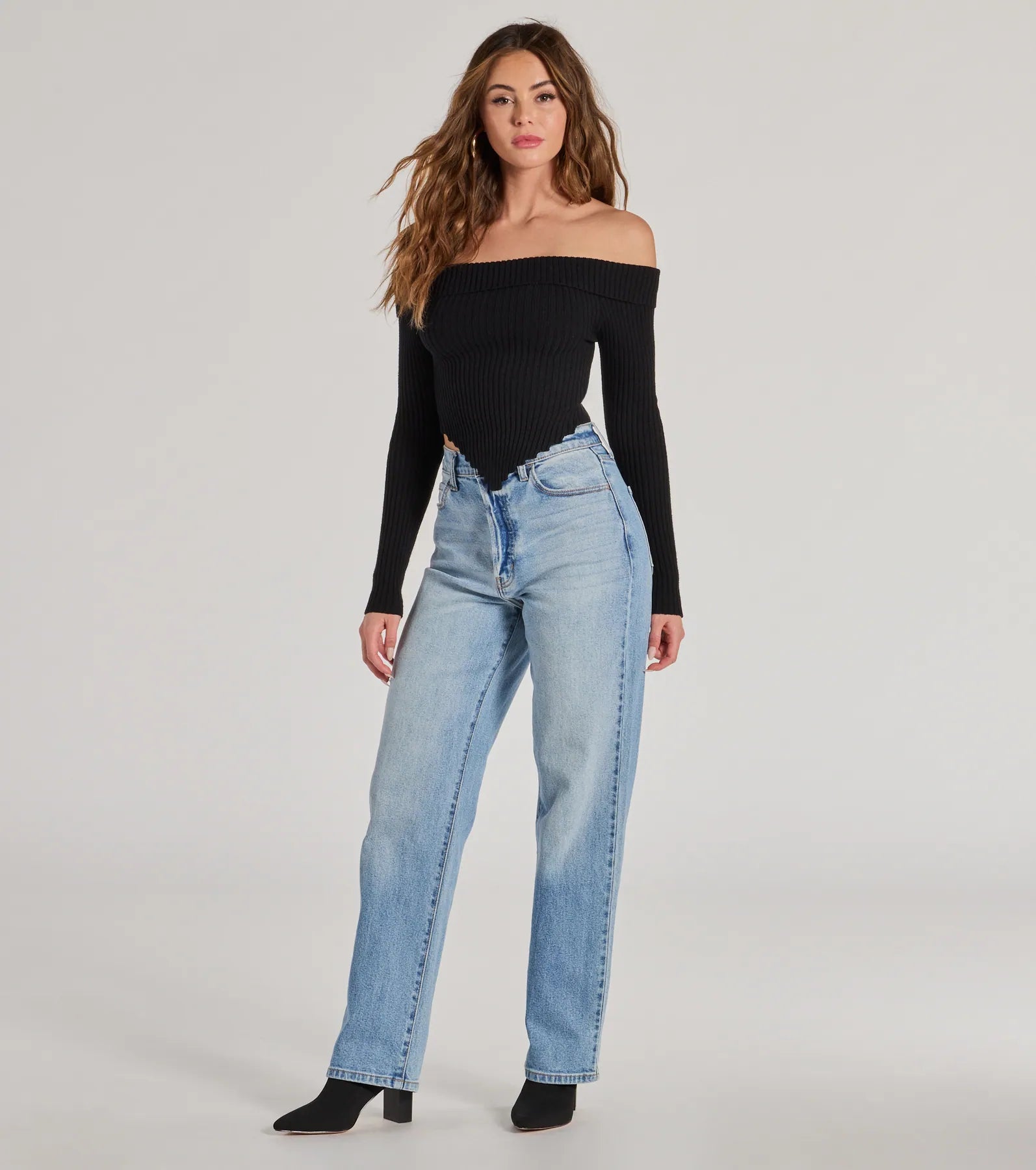 Ultimate Ribbed Knit Off-The-Shoulder Top | Trendy Textures