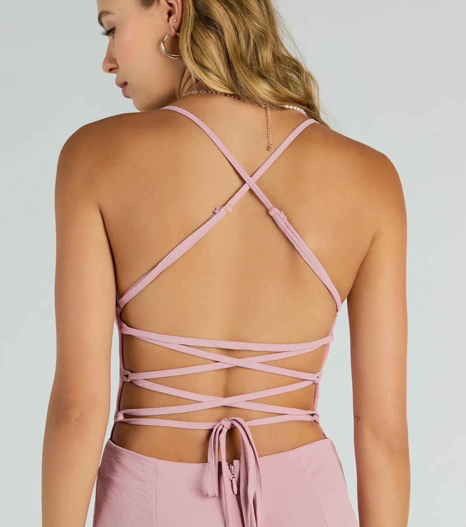 Ultimate Effortless Allure Lace-Up Wide-Leg Jumpsuit