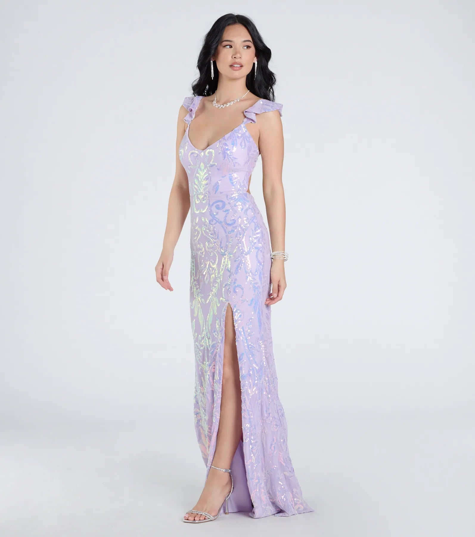 Estella Premium V-Neck Sequin Formal Gown