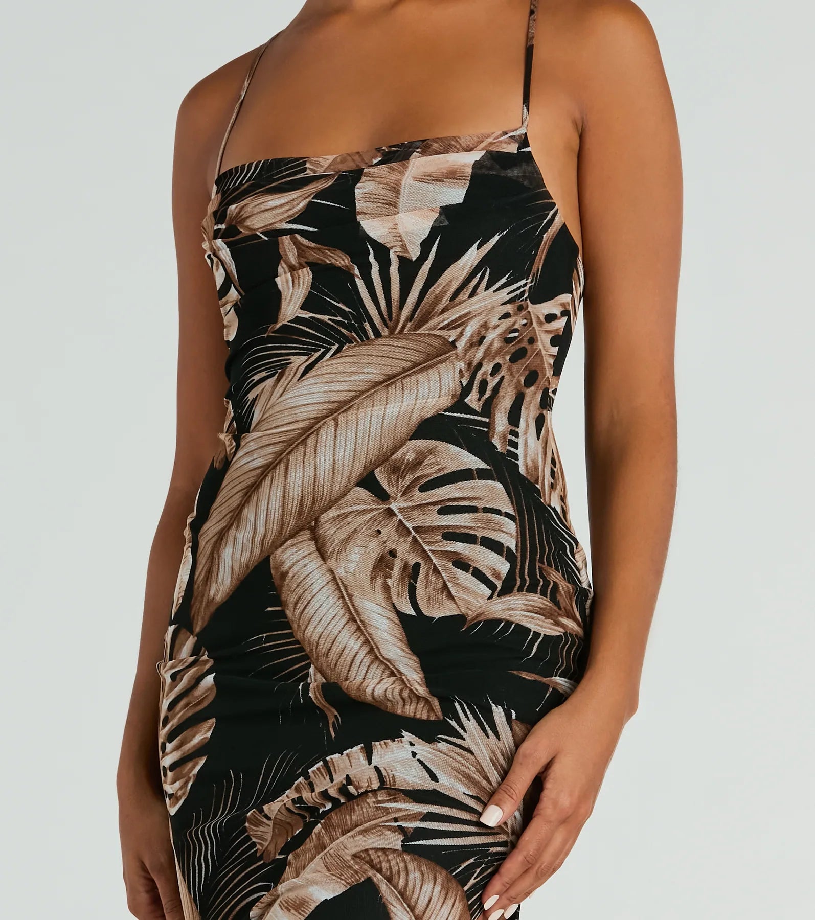 Ultimate Tropical Escape High Slit Mesh Midi Dress