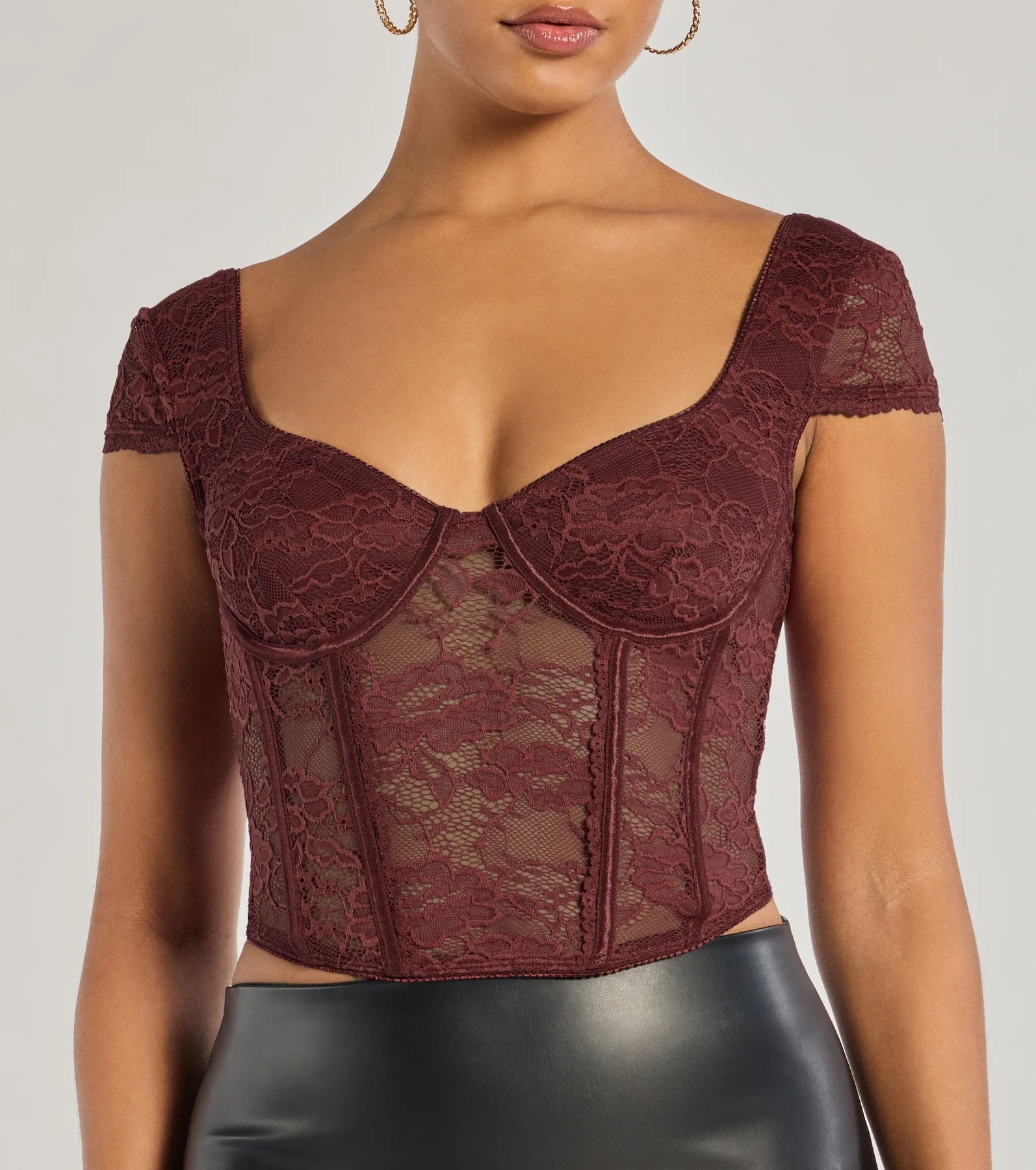 Premium Lace Romance Cap Sleeve Bustier - Ultimate Elegance