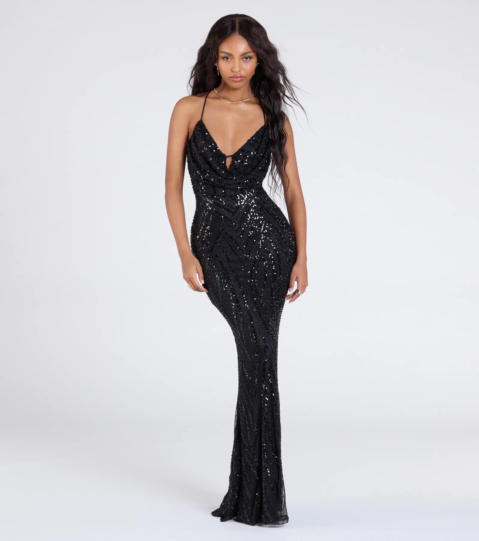 Ultimate Kailey Lace-Up Mermaid Sequin Beaded Formal Dress