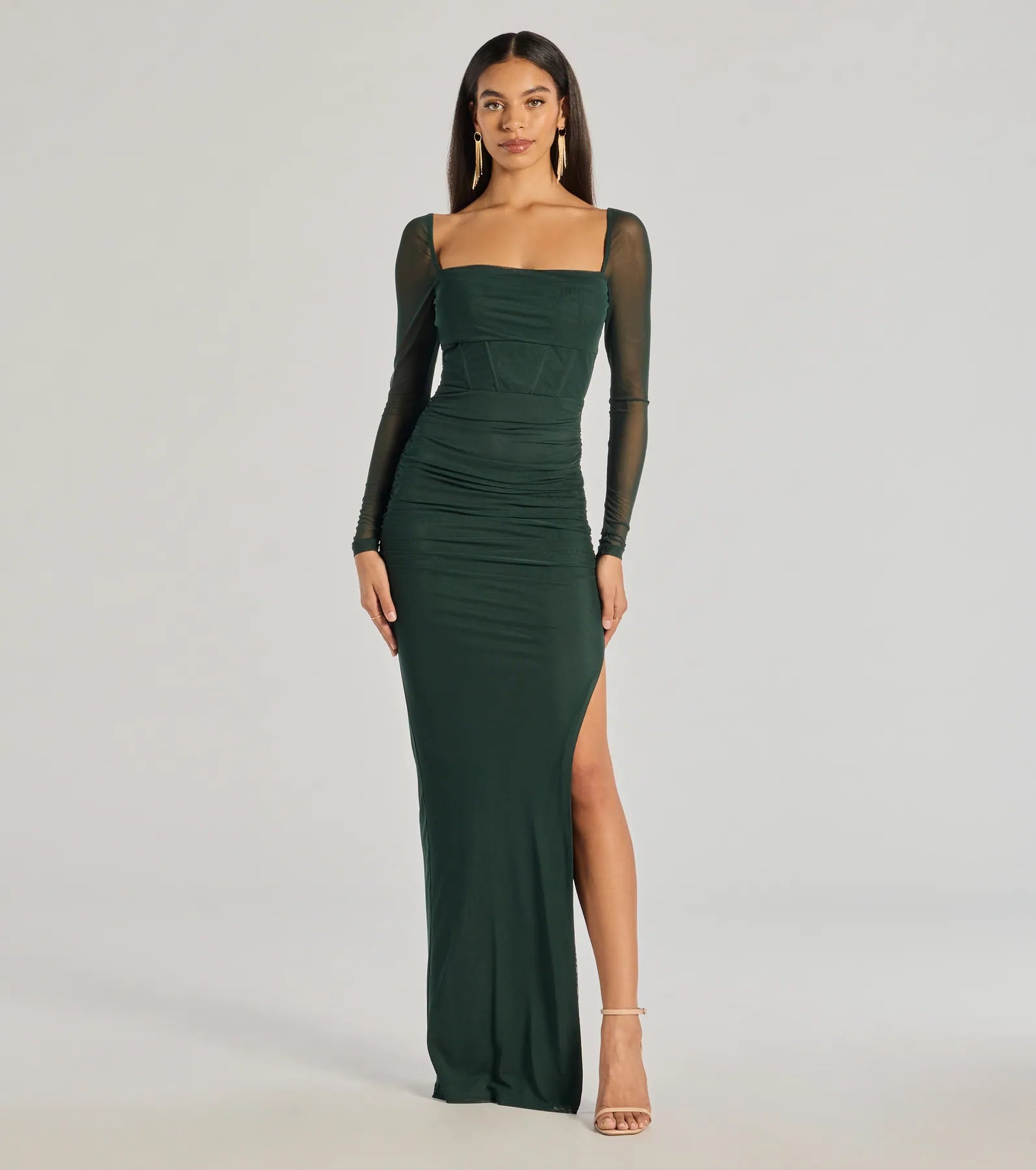 Premium Ashlynn Long Sleeve Corset Formal Gown