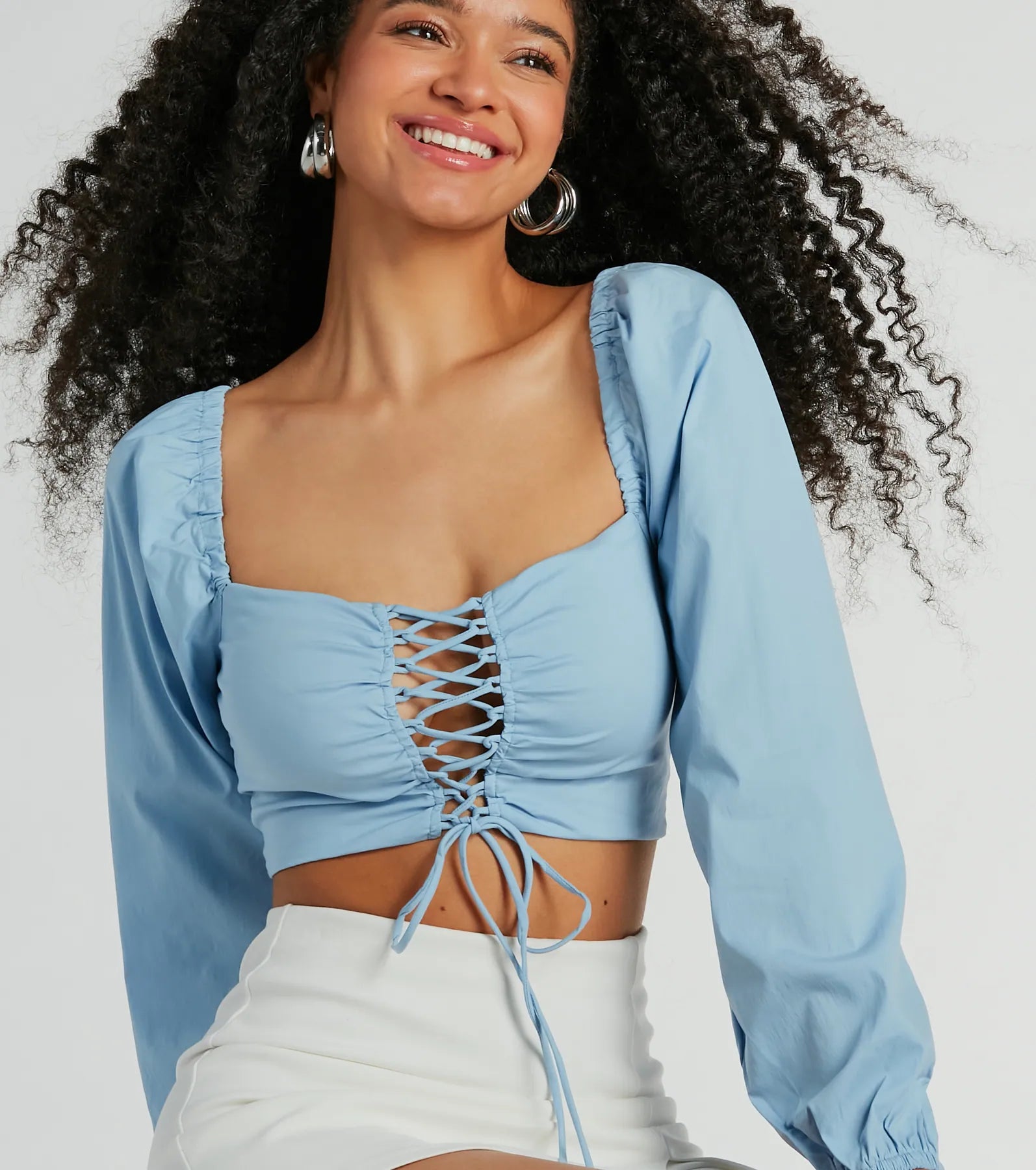 Ultimate Laced-Up Crop Blouse | Stylish & Adjustable