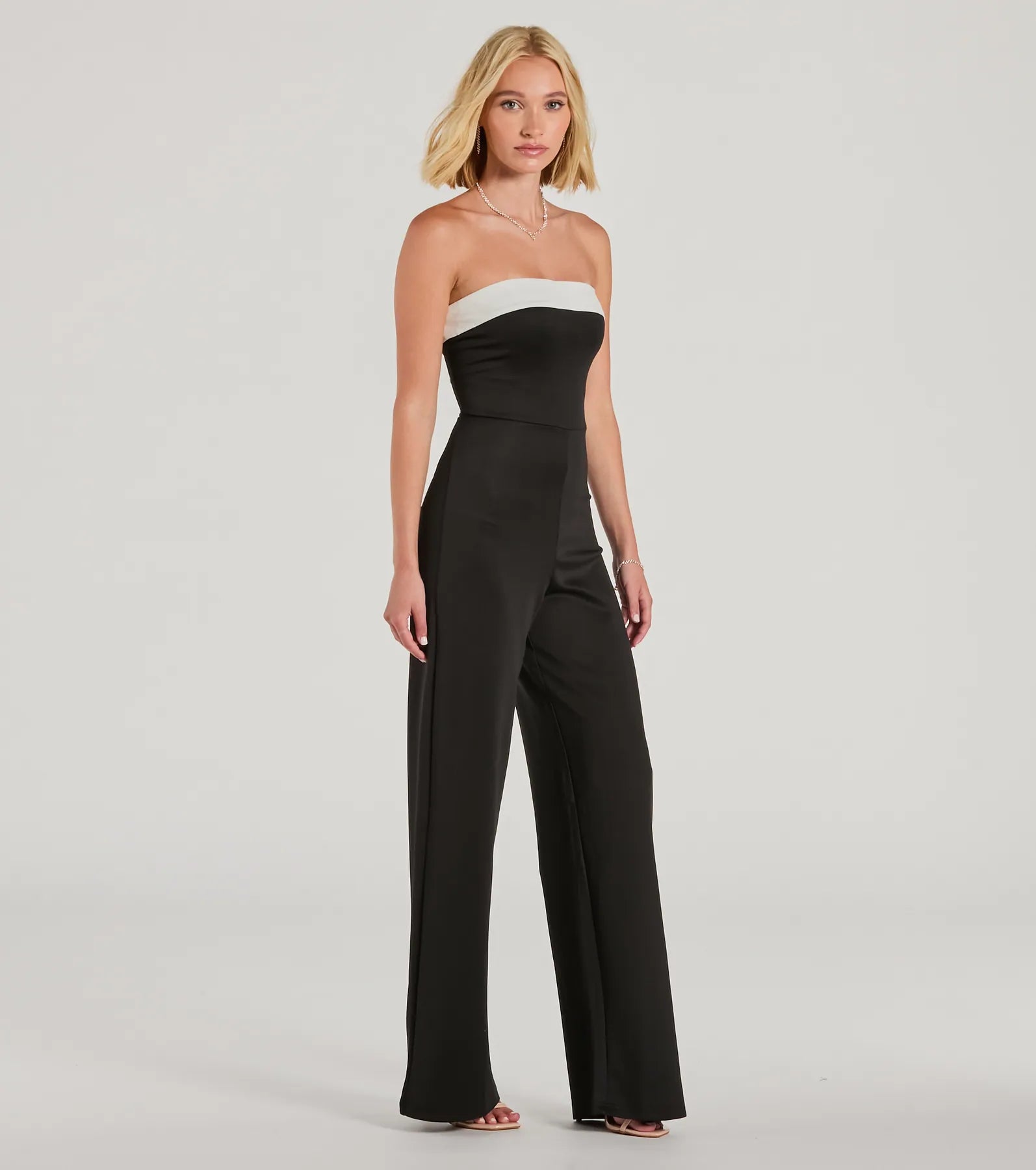 Premium Strapless Wide-Leg Jumpsuit - Ultimate Cocktail Attire