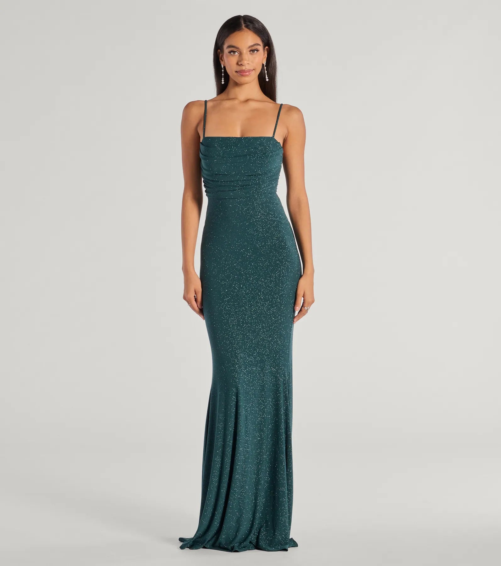 Premium Glitter Lace-Up Mermaid Gown for Special Occasions