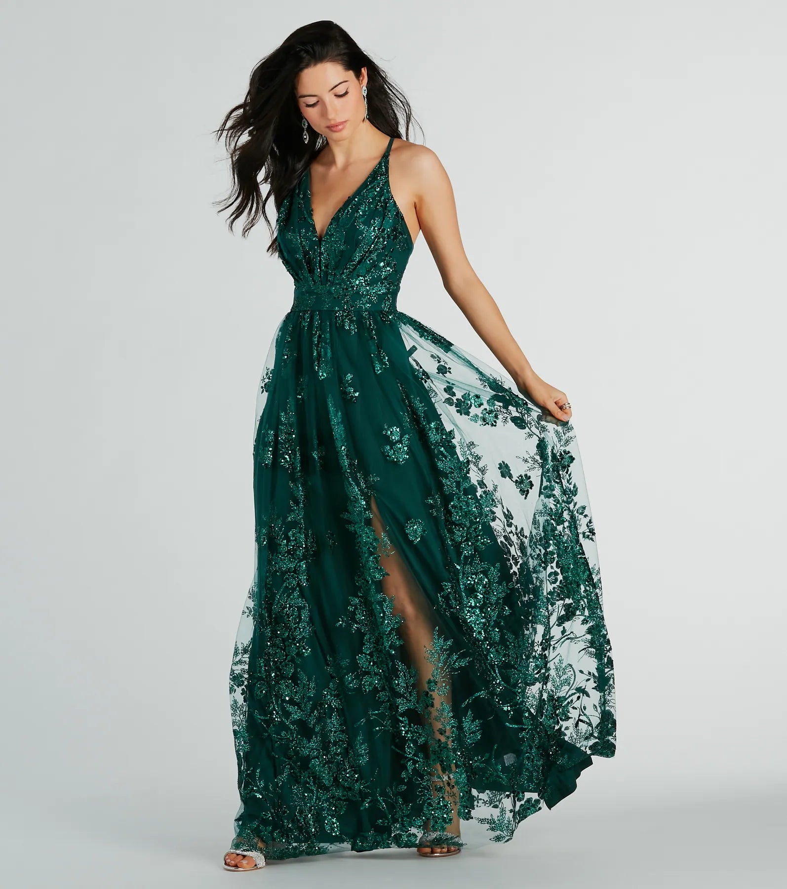 Ultimate Elegance: Ayva A-Line Glitter Sequin Tulle Formal Gown