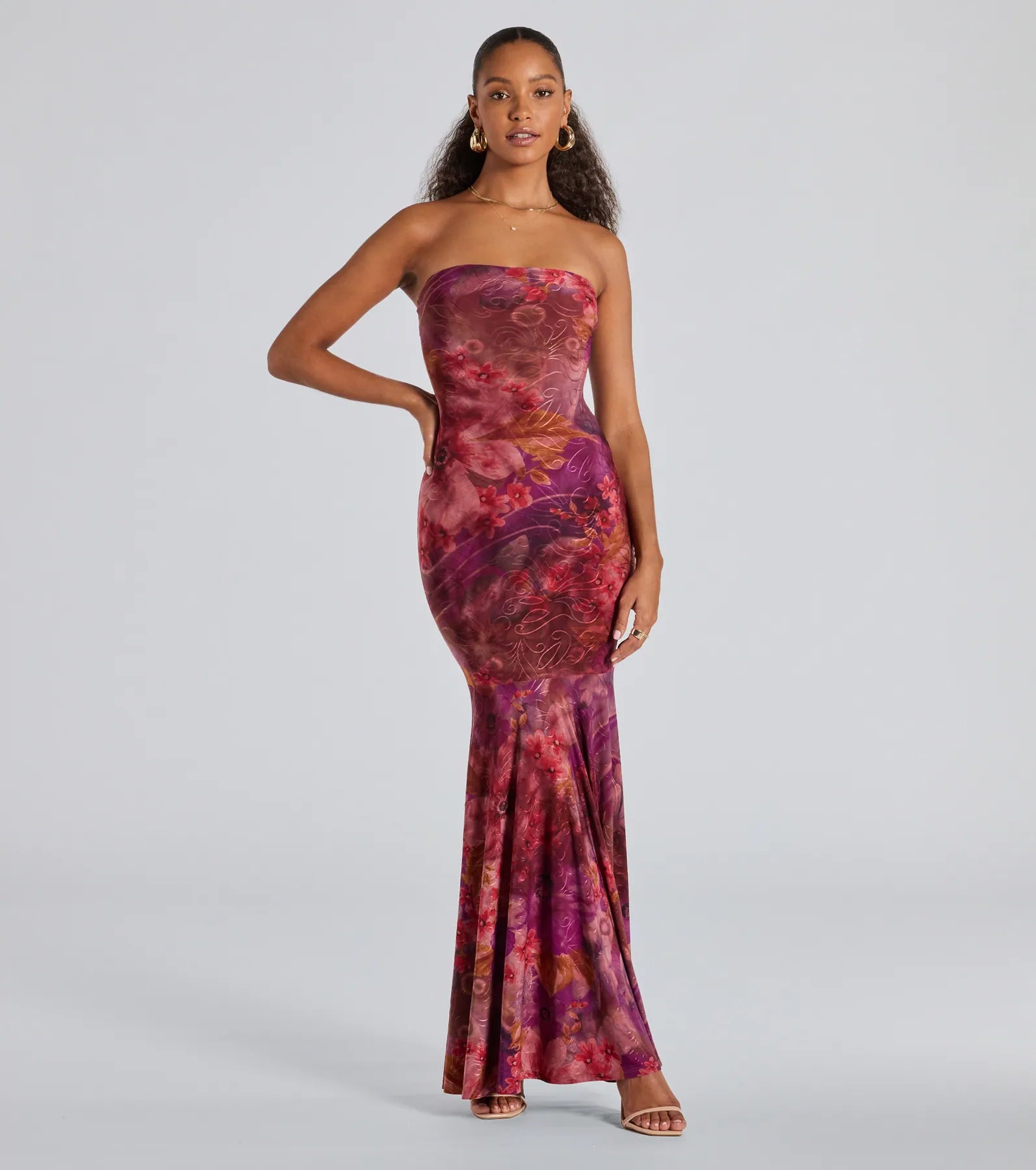 Premium Strapless Floral Tie-Dye Maxi Dress – Ultimate Summer Elegance