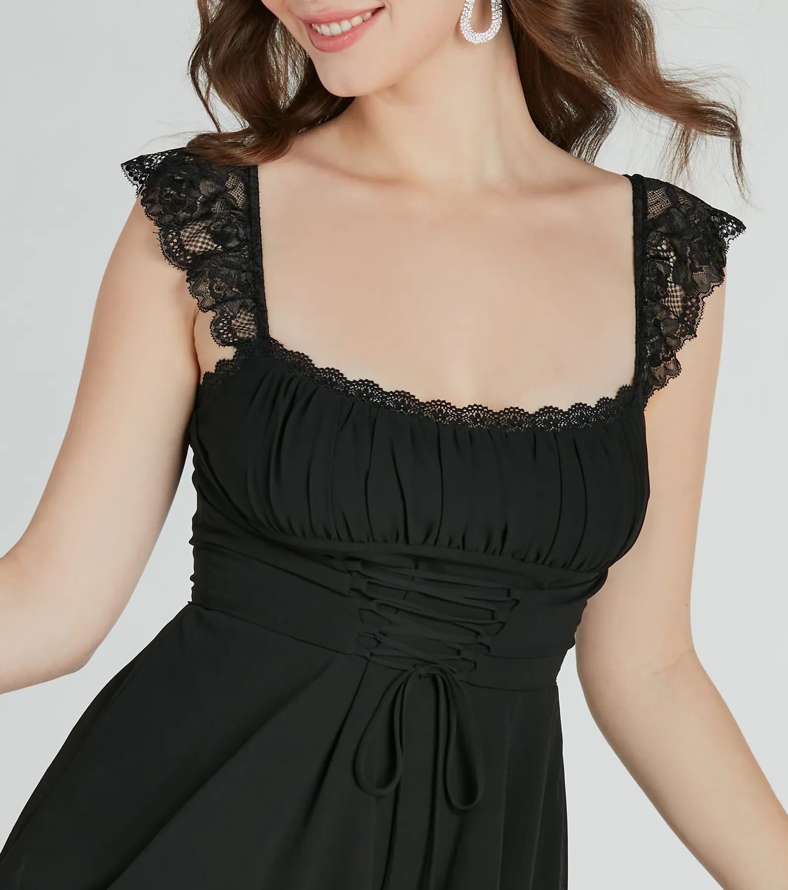 Ultimate Dainty-Chic Lace-Trim Corset Skater Dress