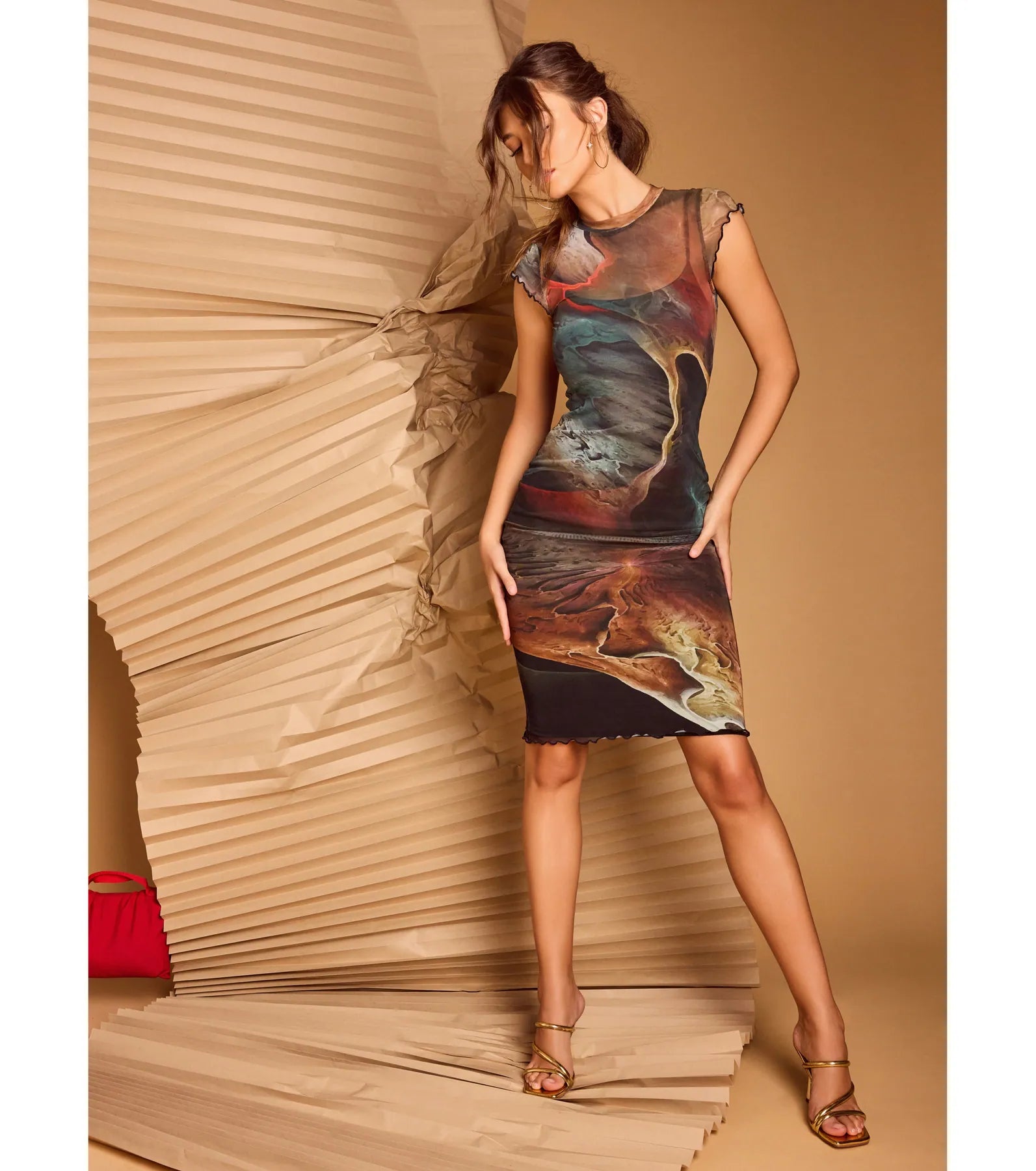 Ultimate Bold Allure Abstract Mesh Midi Dress - Premium Fit & Style