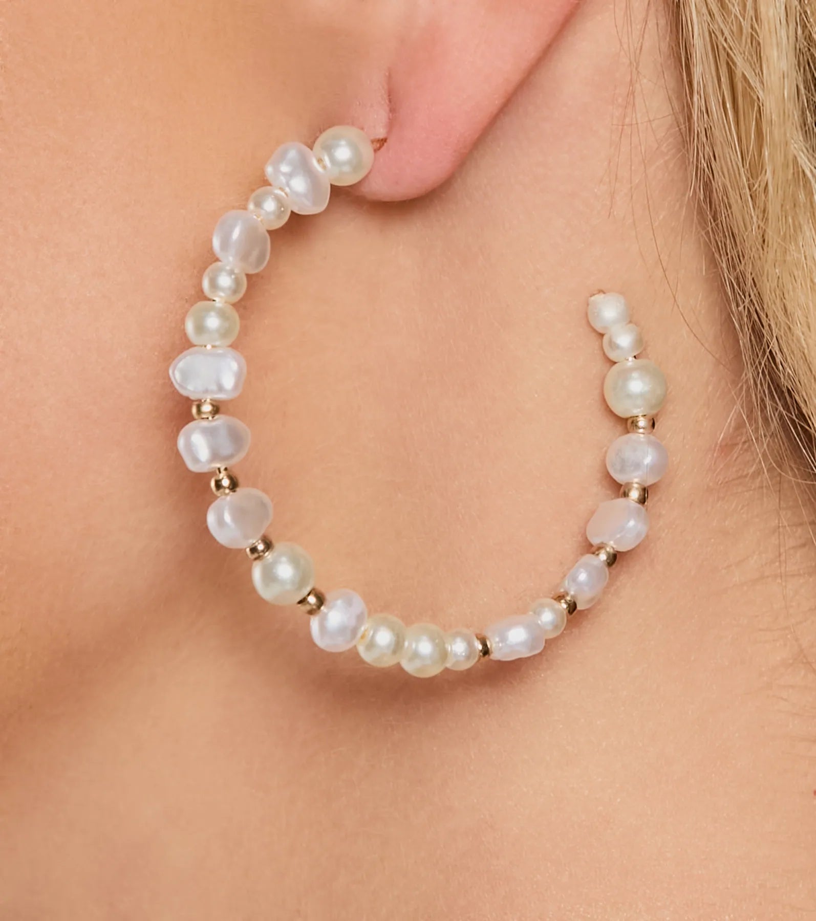 Ultimate Darling Faux Pearl Hoop Earrings - Elegant & Timeless