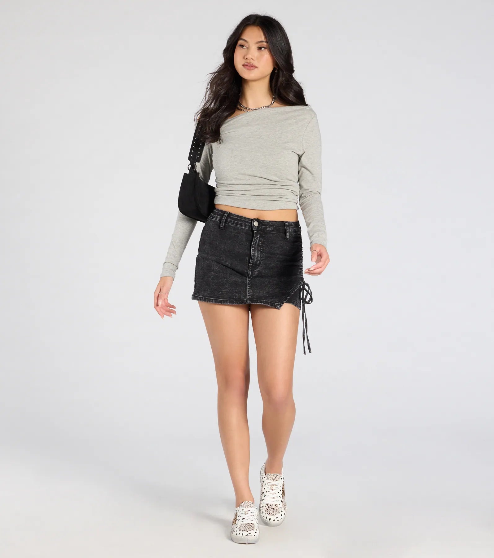 Ultimate Cool Ruched Denim Mini Skort - Upgrade Your Style