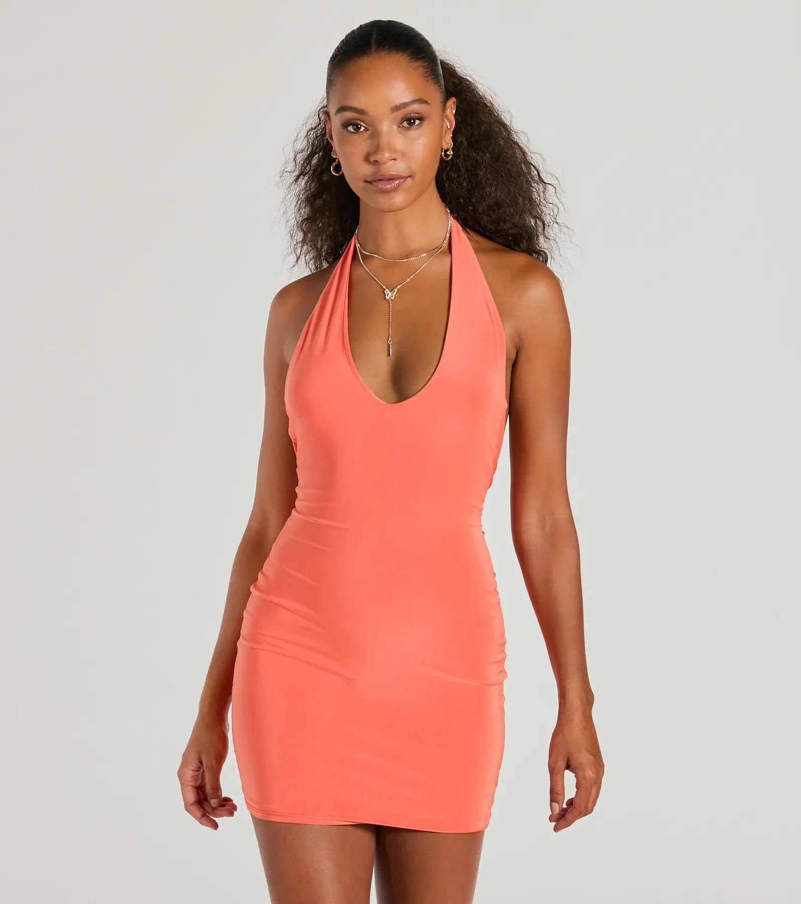 Ultimate Sultry Moves Plunging Halter Mini Dress