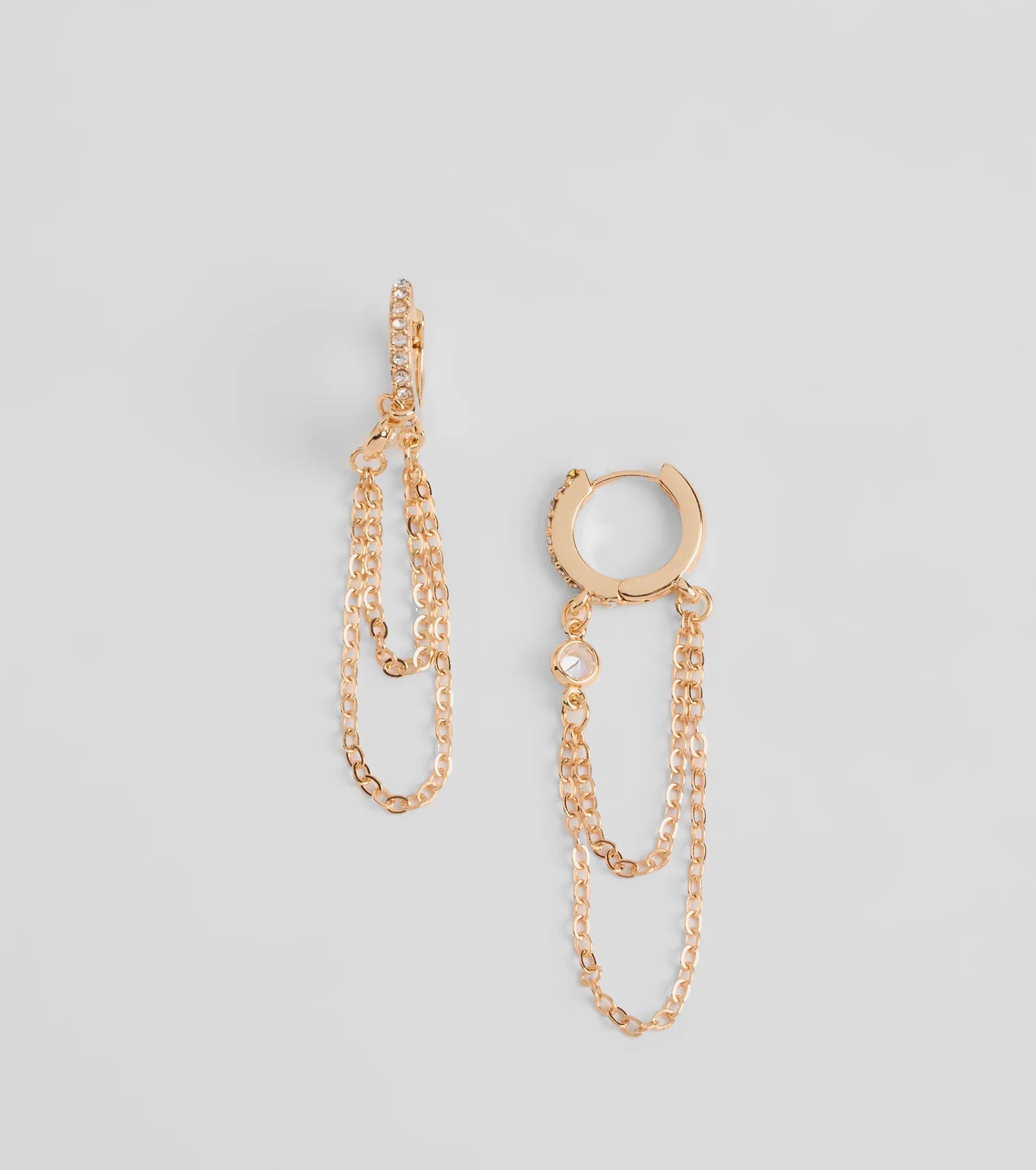 Premium Rhinestone Chain Huggie Earrings - Ultimate Glam Accessory