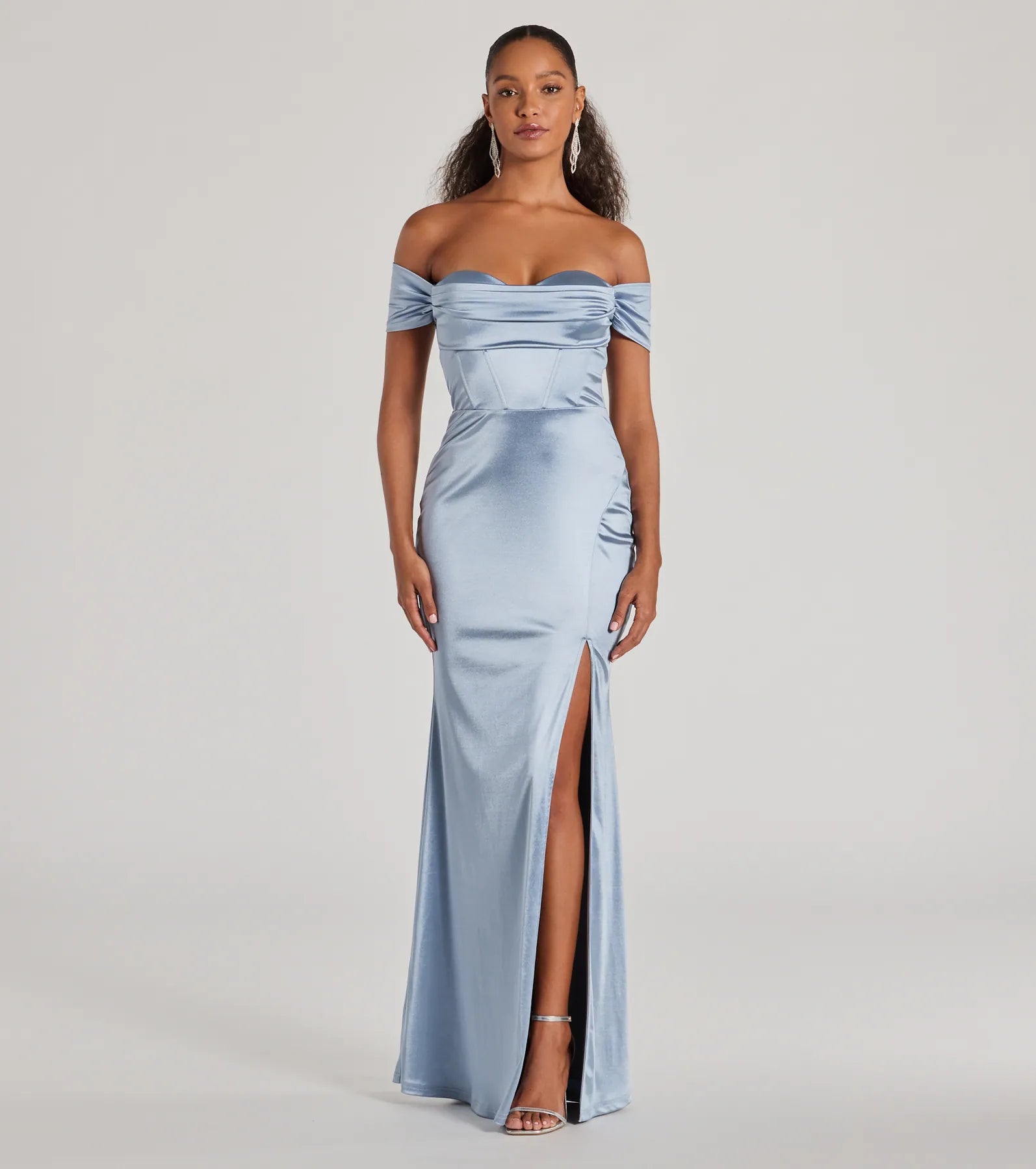 Ultimate Laura Off-The-Shoulder Mermaid Satin Formal Dress