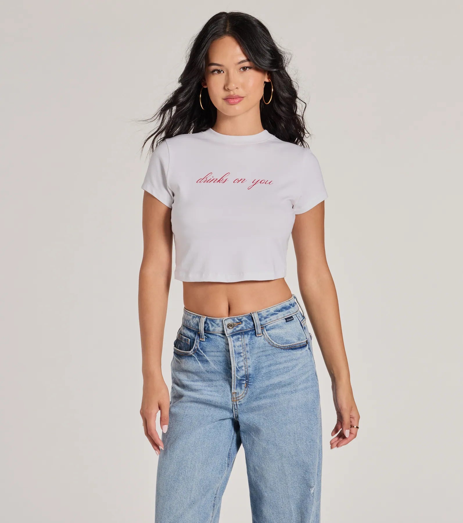 Ultimate Drinks On You Cropped Graphic Tee