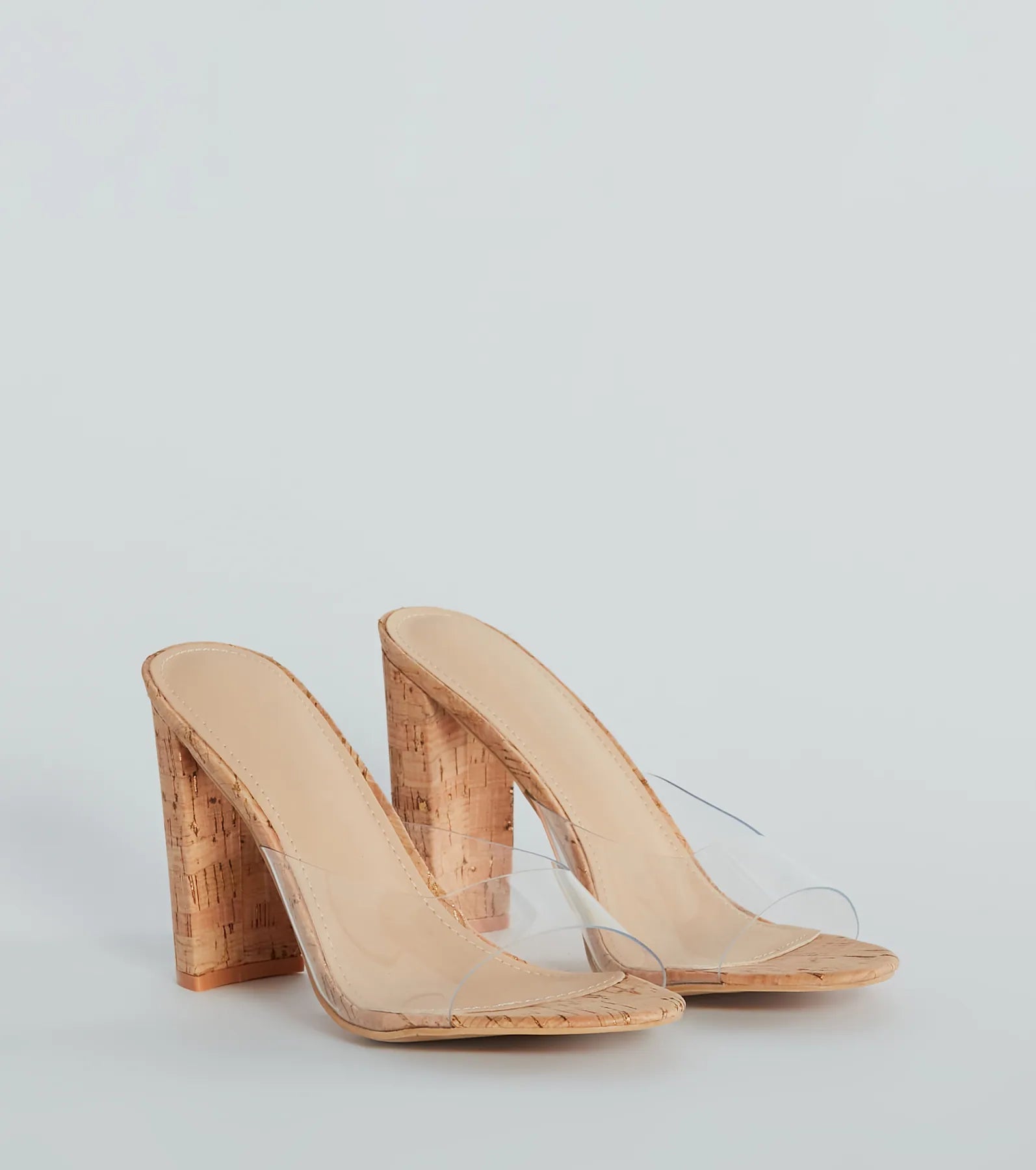 Ultimate Chic Clear Cork Heel Sandals – Modern & Comfortable