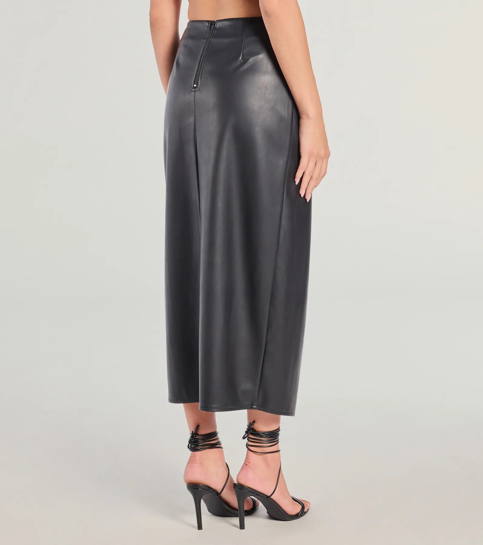 Ultimate Sleek Ambition Faux Leather Wrap Skirt