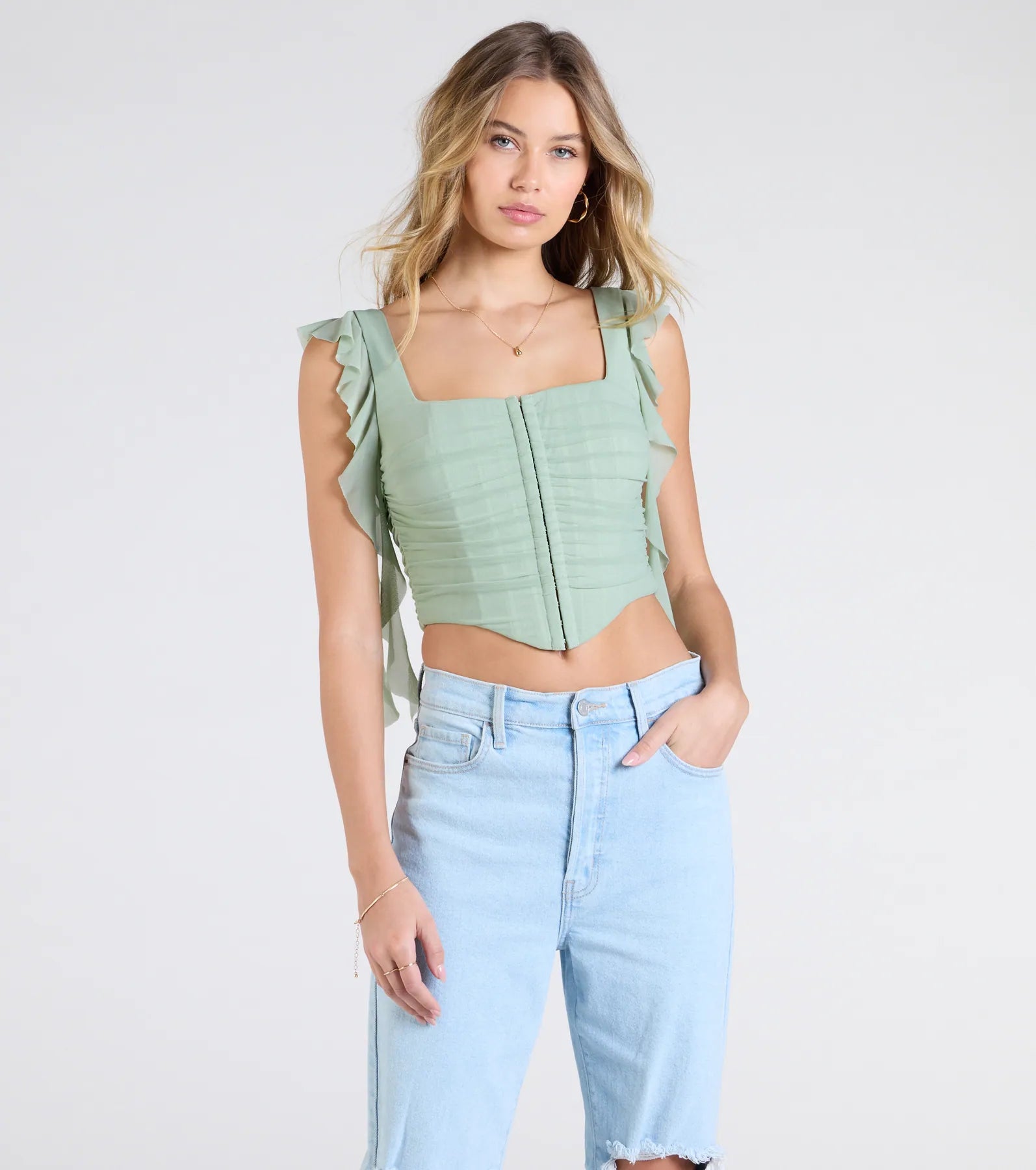 Ultimate Ruffled Strap Corset Top - Such A Cutie