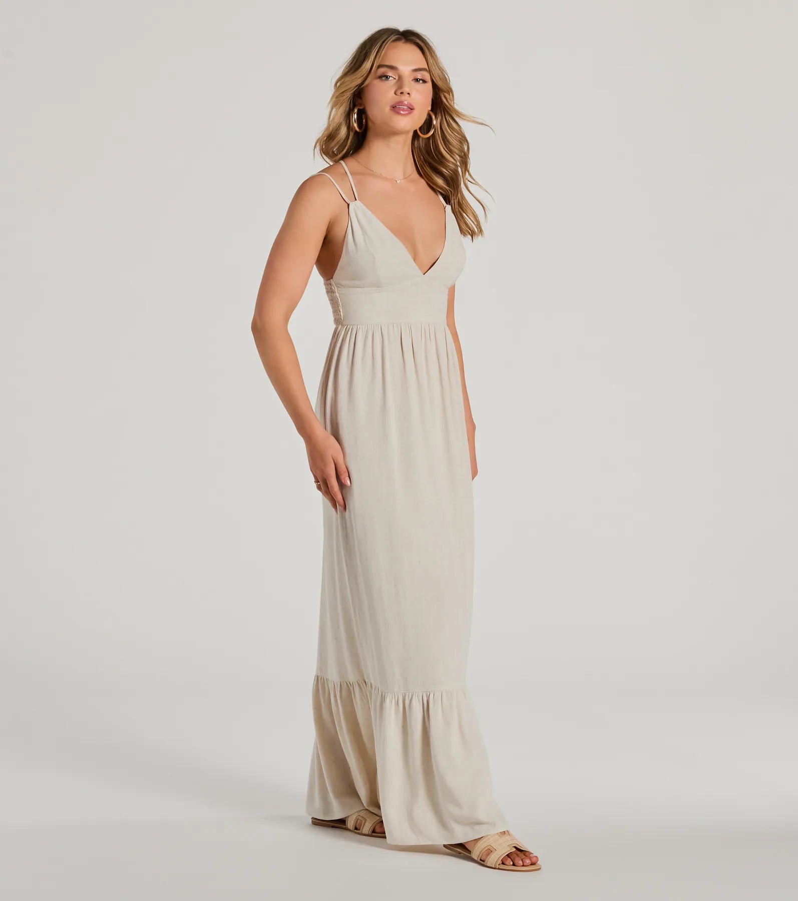 Ultimate Elegance V-Neck Ruffled Maxi Dress