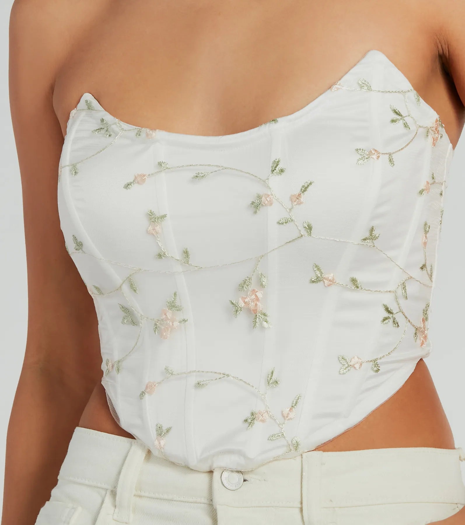 Ultimate Coquette Strapless Floral Tulle Corset Top