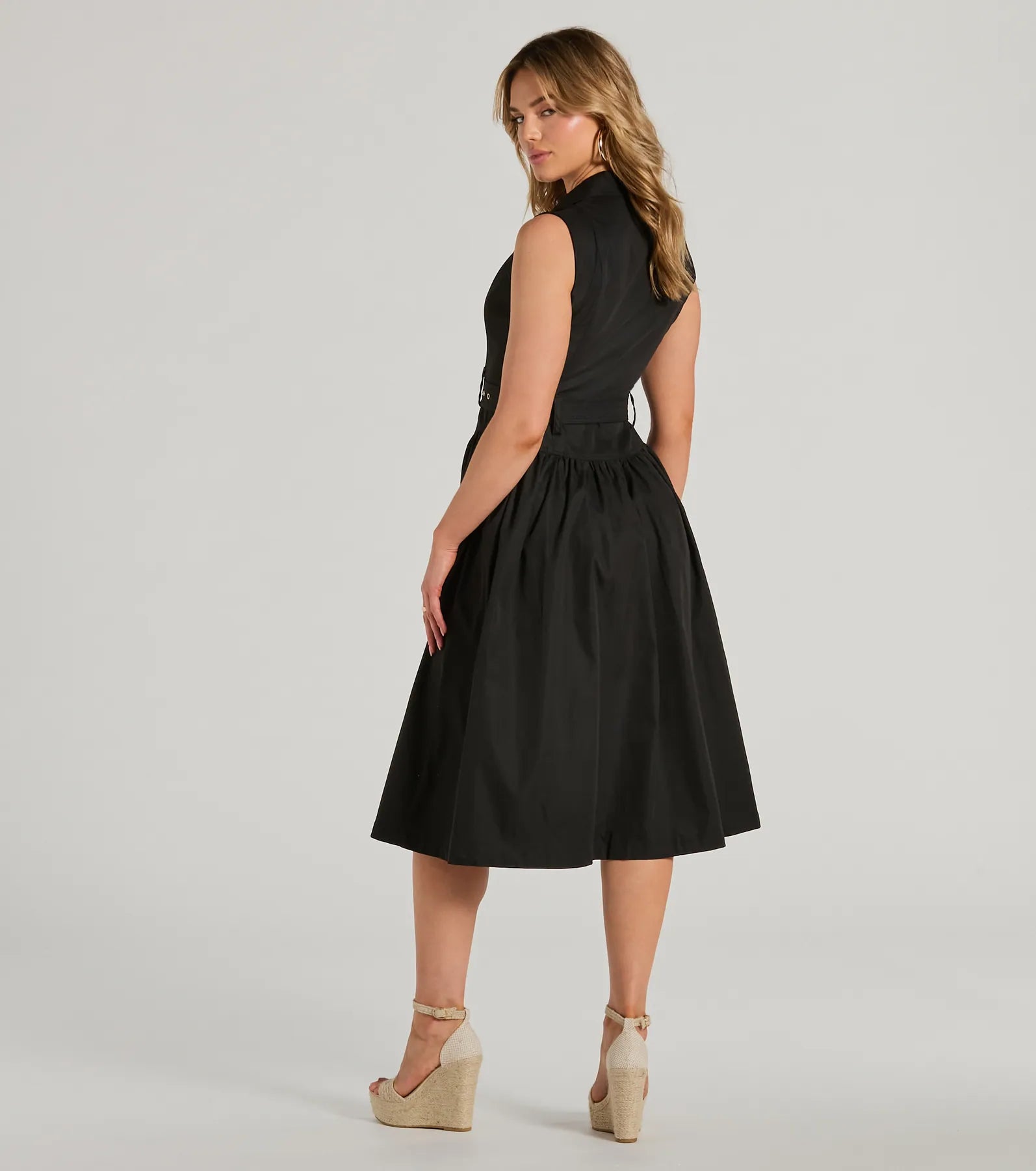 Premium Elegance V-Neck Belted Midi Dress