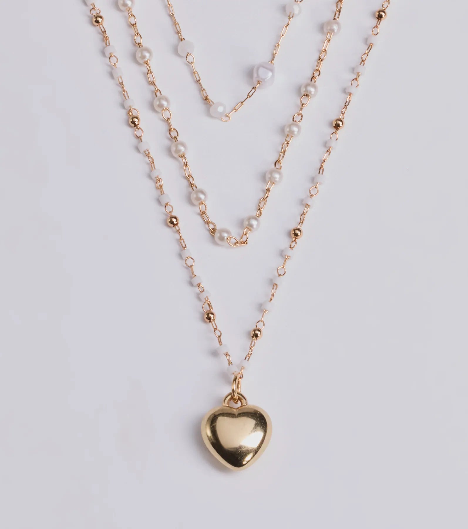 Premium All My Heart Faux Pearl Lariat Necklace Set - Ultimate Layered Elegance