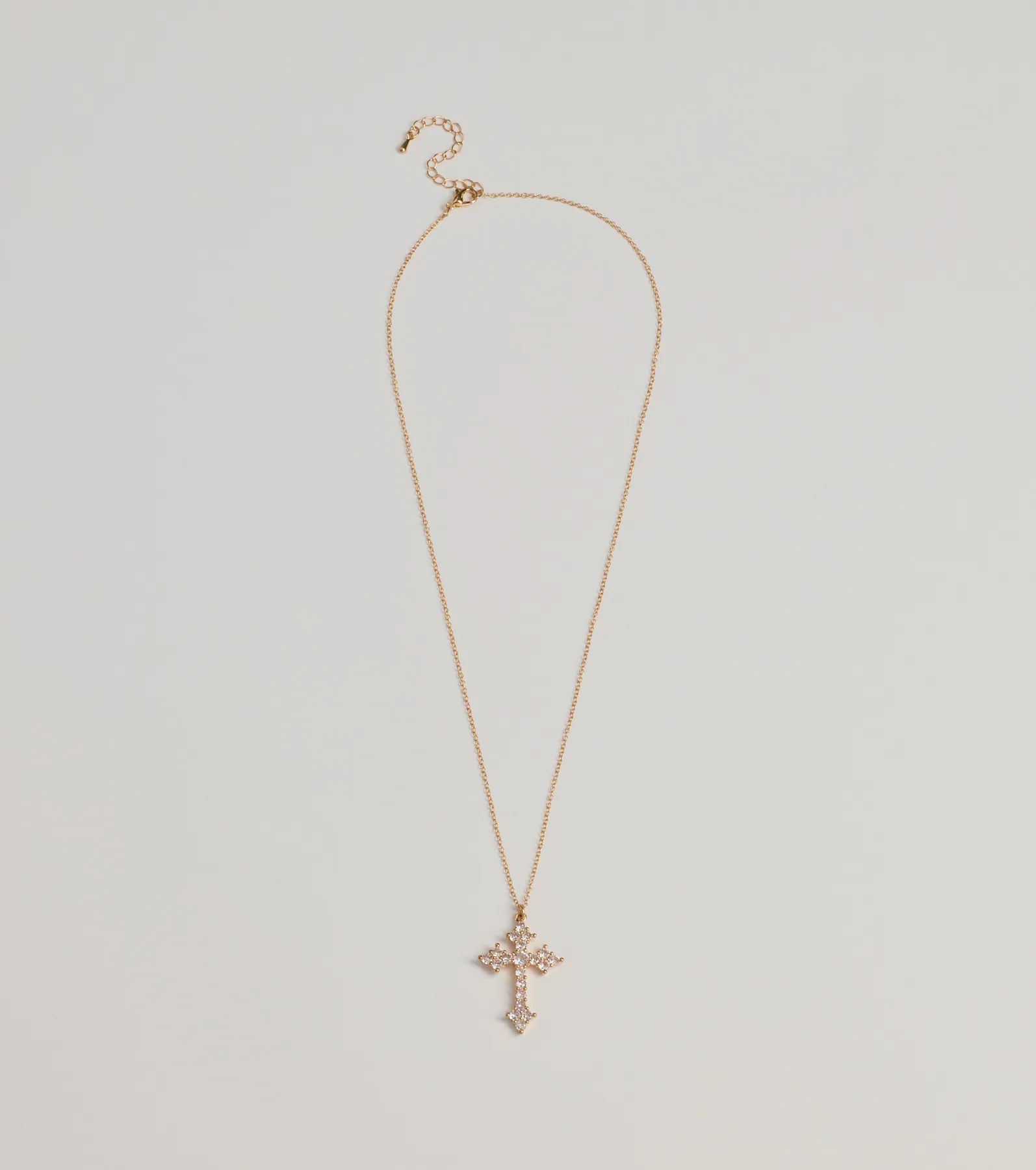 Premium Divine Charm Rhinestone Cross Pendant Necklace