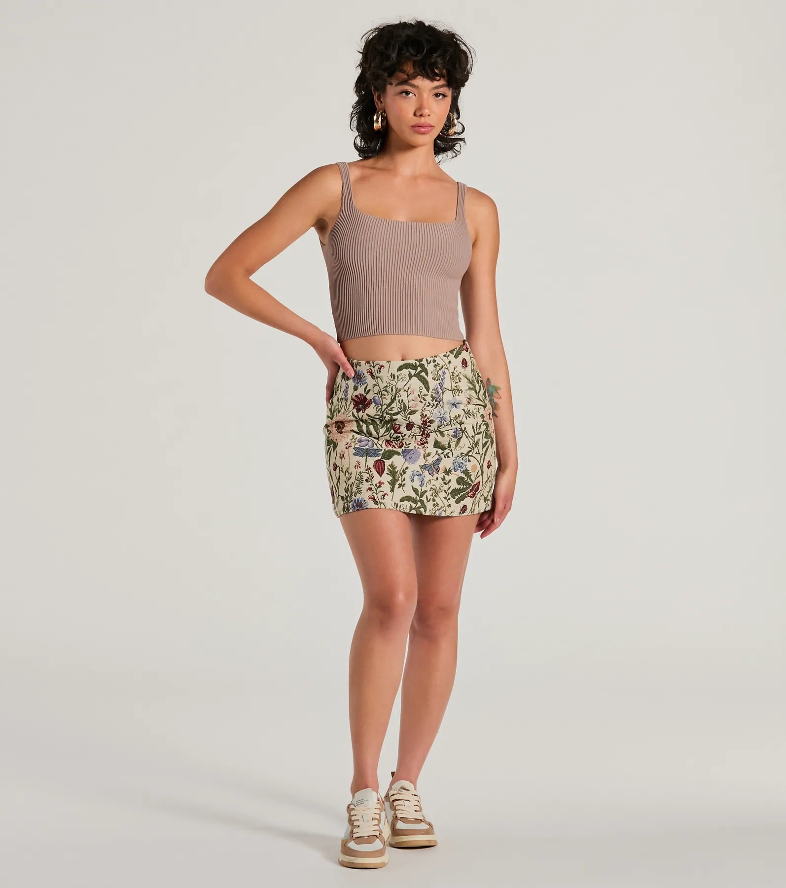 Ultimate Bliss Floral Tapestry Mini Skirt - High-Rise & Playful