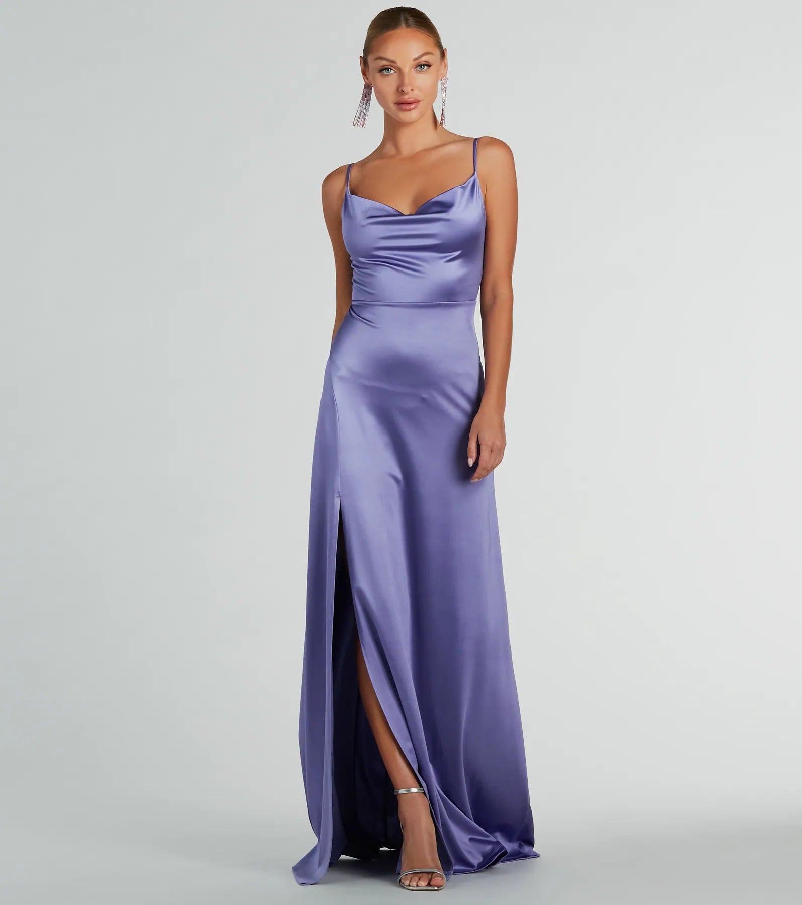 Ultimate Ellie Cowl Neck Satin Formal Dress - Elegant & Sophisticated