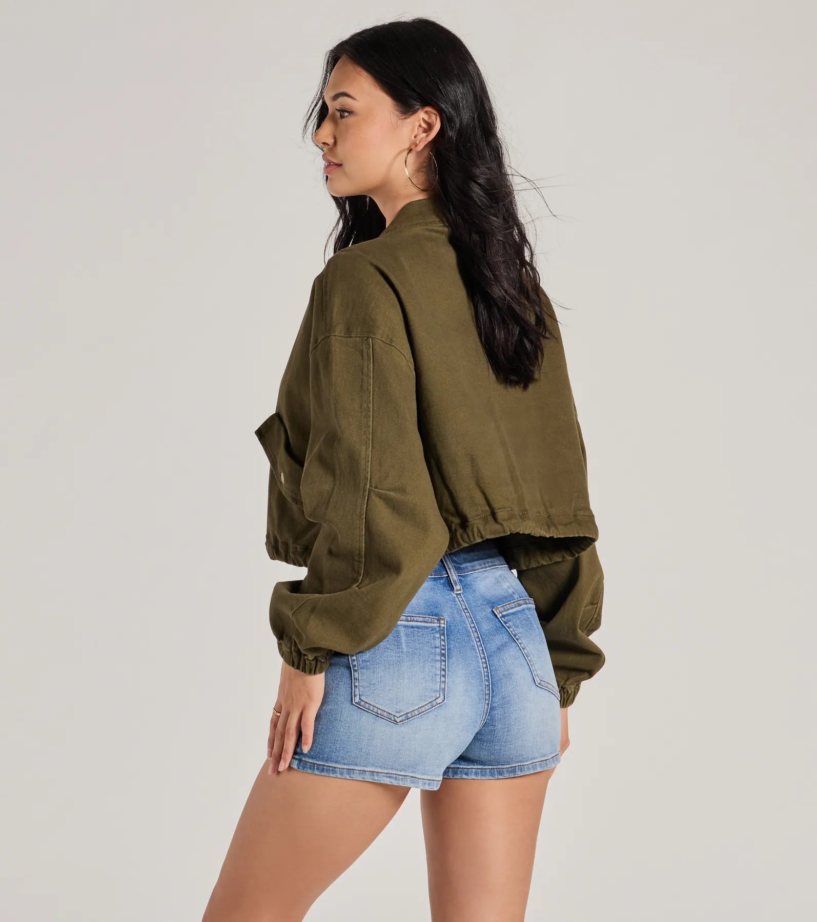 Premium Twill Crop Bomber Jacket - Ultimate Style & Comfort